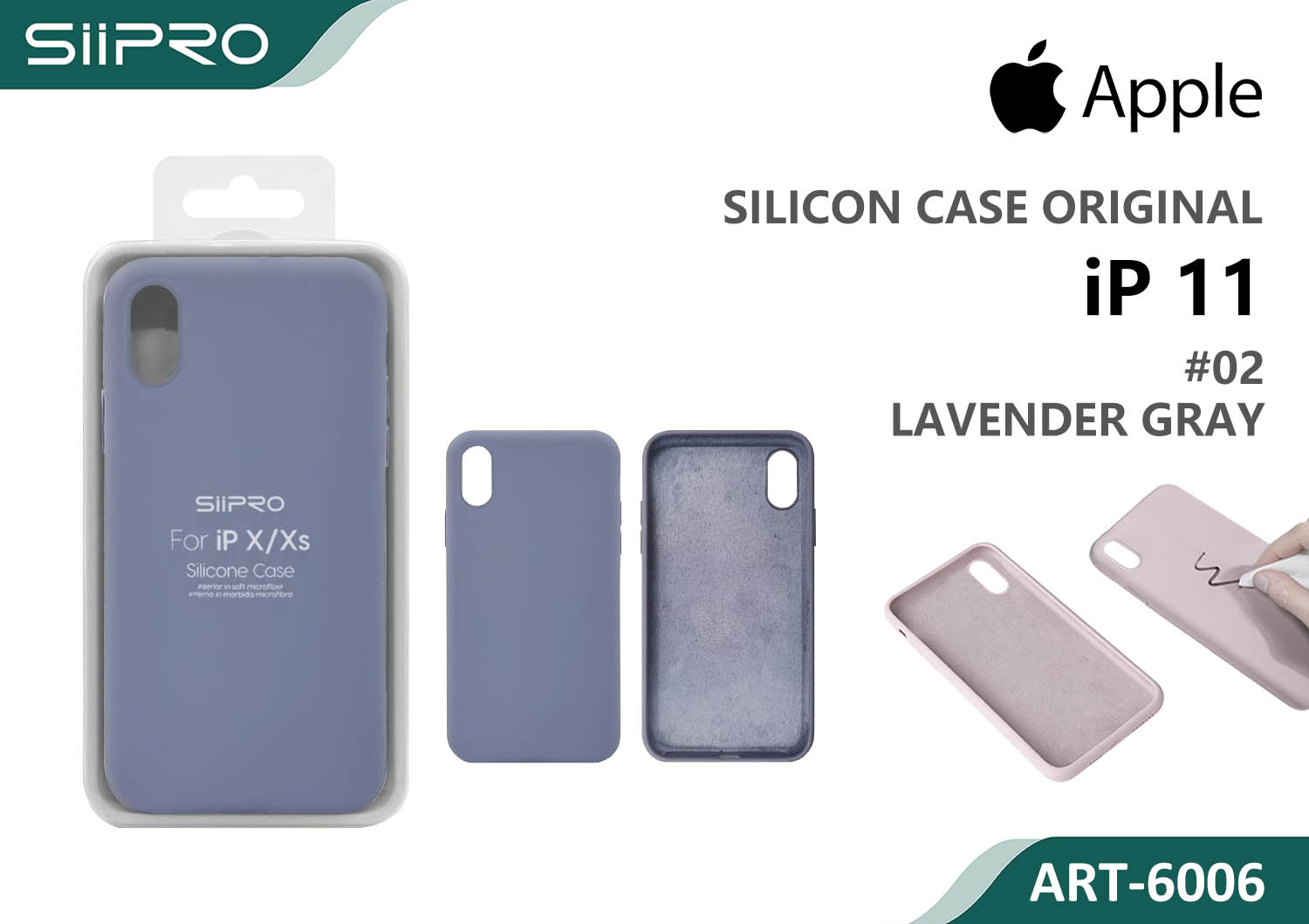 6006-IP11-LAVENDERGRAY SILICONE CASE IP 11 #02 LAVENDER GRAY - immagine 1