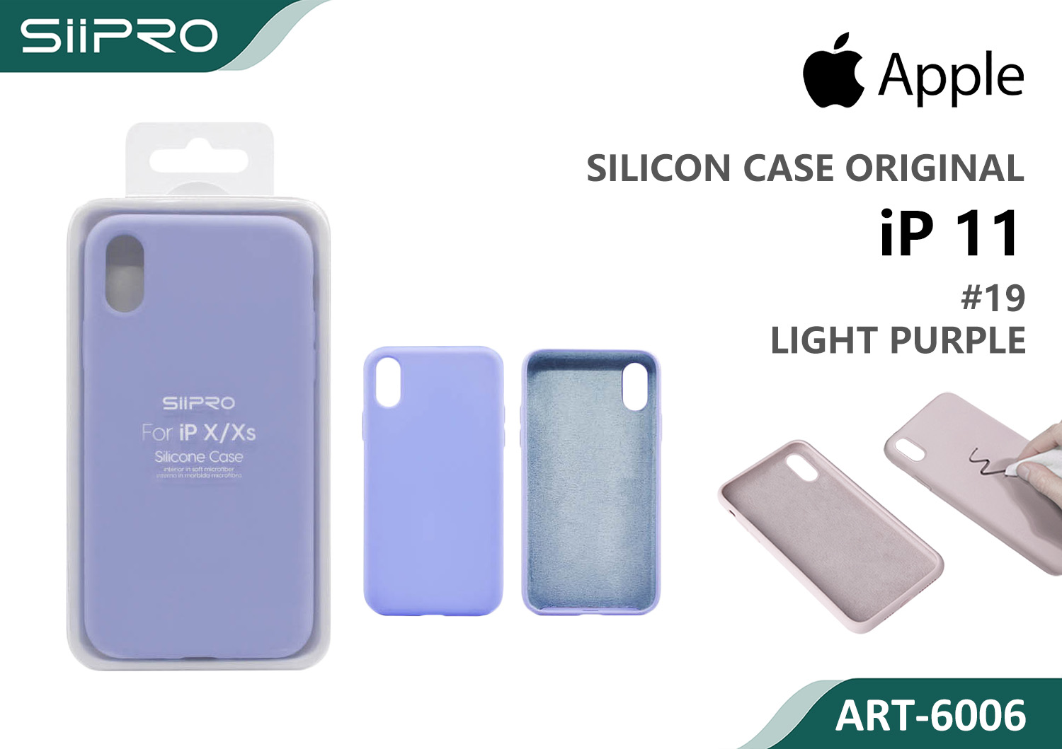 6006-IP11-LIGHTPURPLE SILICONE CASE IP 11 #19 LIGHT PURPLE - immagine 1
