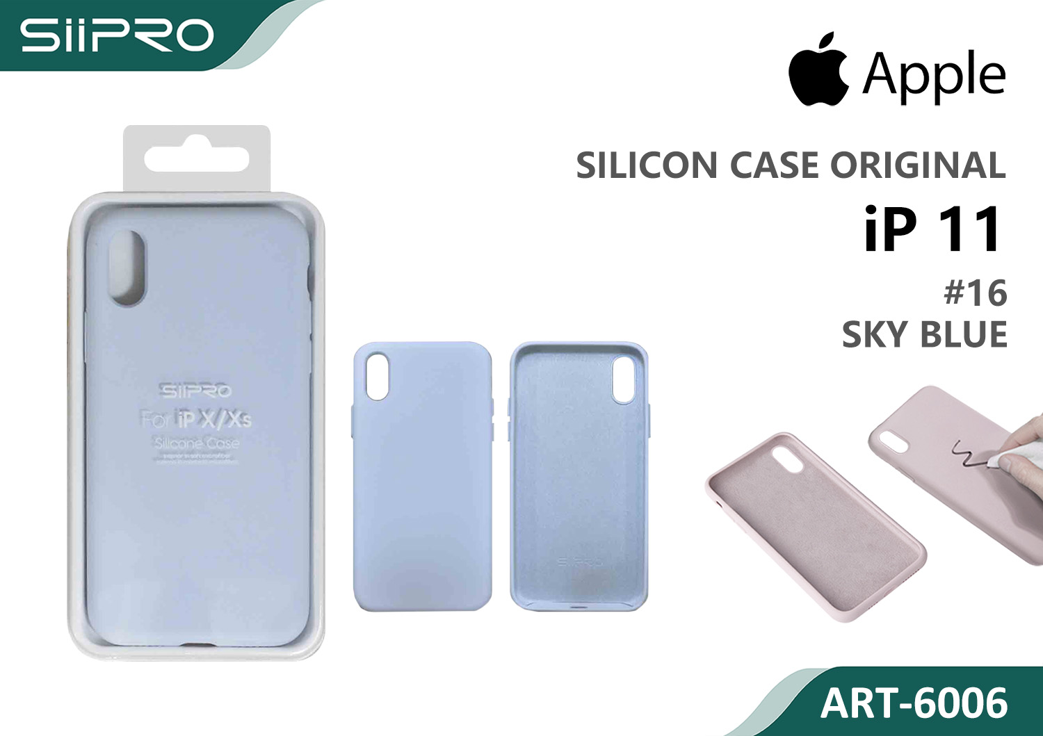 6006-IP11-SKYBLUE SILICONE CASE IP 11 #16 SKY BLUE - immagine 1