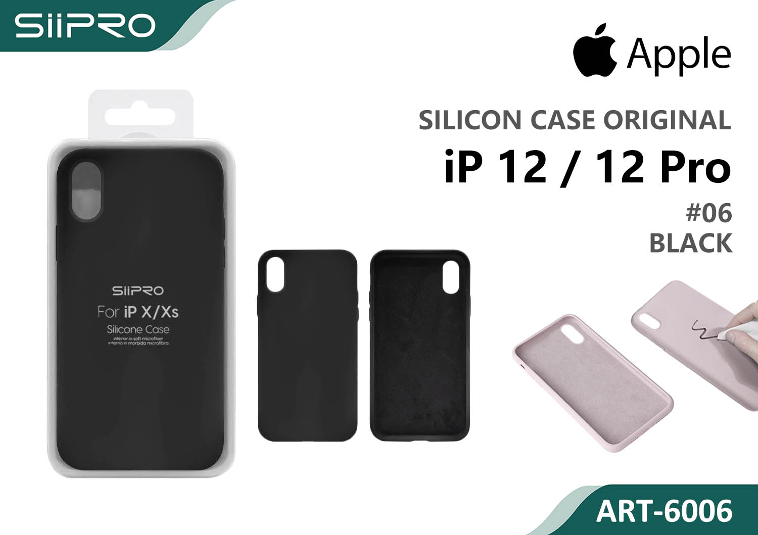 6006-IP12-12PRO-BLACK SILICONE CASE IP 12-12PRO #06 BLACK - immagine 1