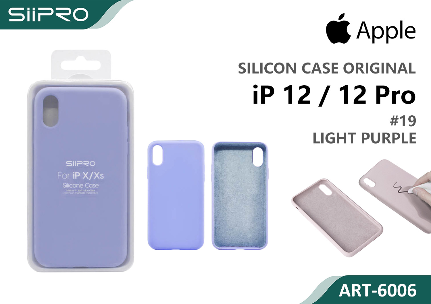 6006-IP12-12PRO-LIGHTPURPLE SILICONE CASE IP 12-12PRO #19 LIGHT PURPLE - immagine 1