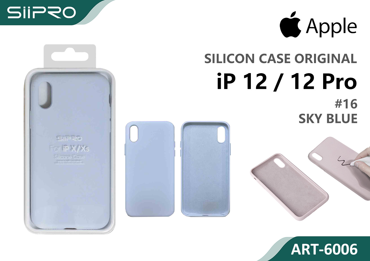 6006-IP12-12PRO-SKYBLUE SILICONE CASE IP 12-12PRO #16 SKY BLUE - immagine 1