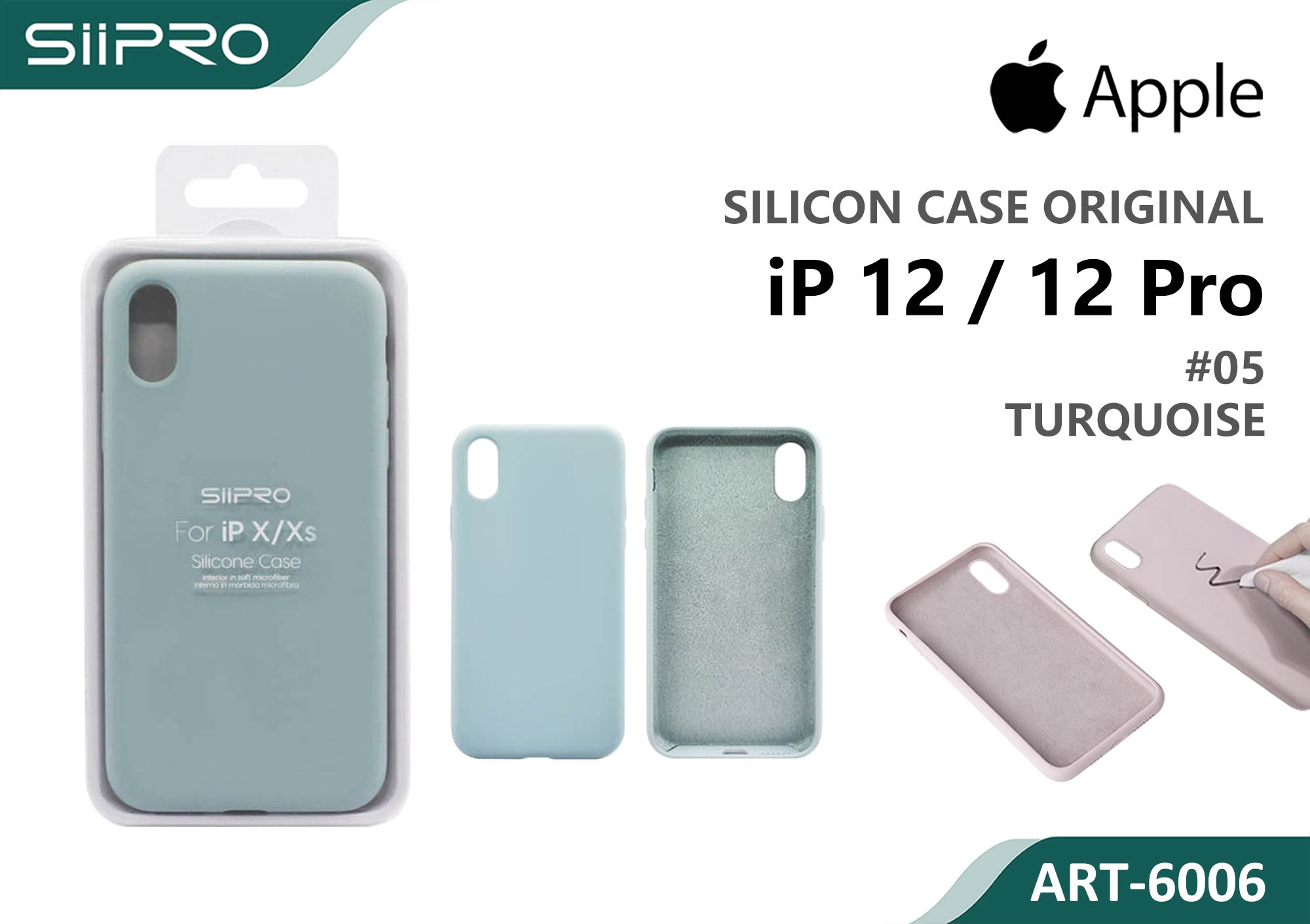 6006-IP12-12PRO-TURQUOISE SILICONE CASE IP 12-12PRO #05 TURQUOISE - immagine 1