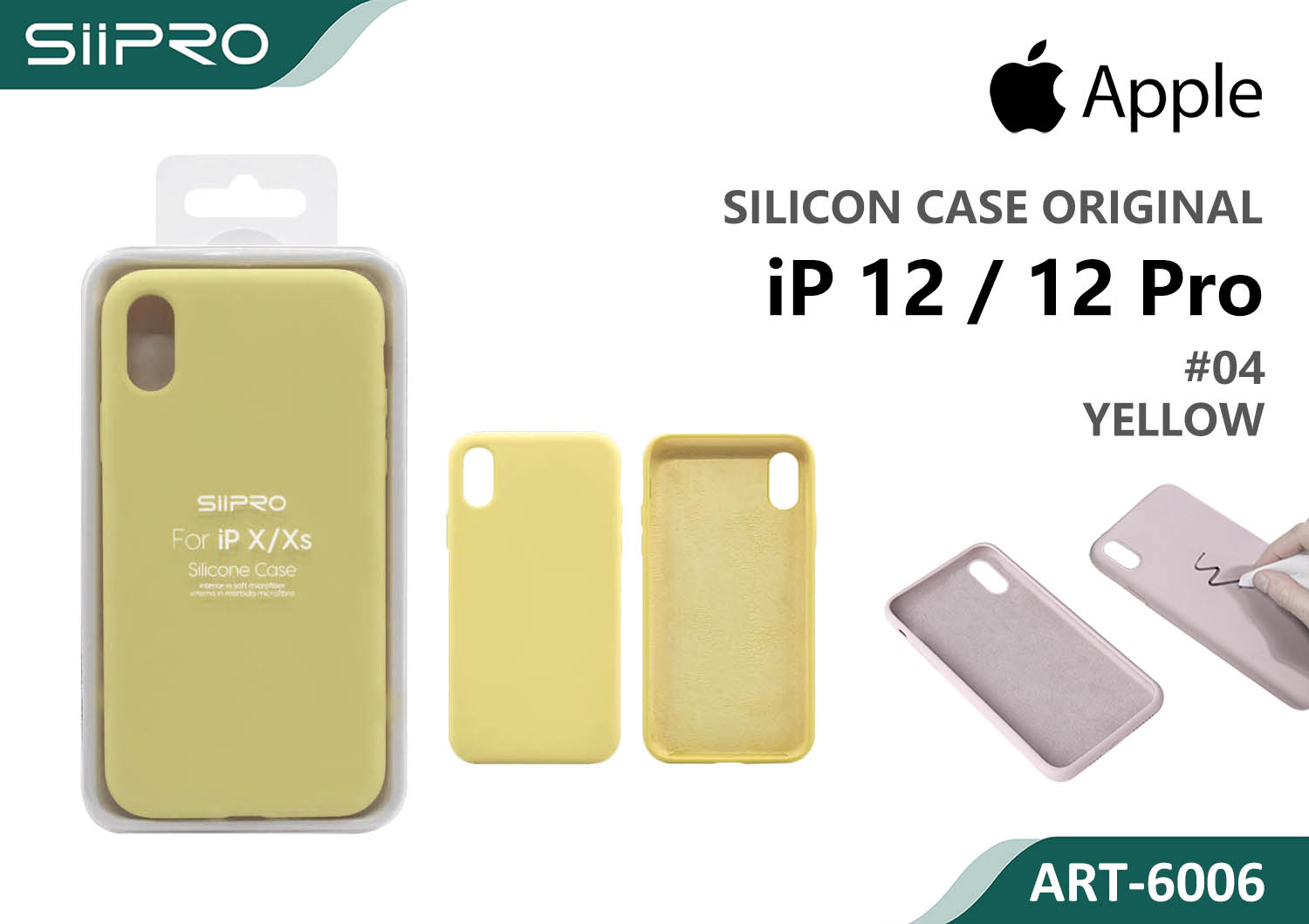 6006-IP12-12PRO-YELLOW SILICONE CASE IP 12-12PRO #04 YELLOW - immagine 1