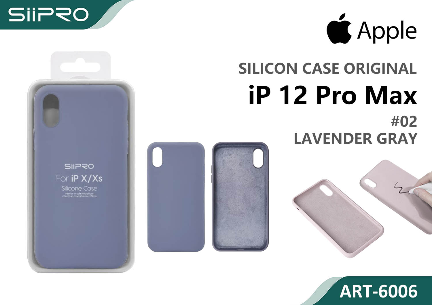 6006-IP12PROMAX-LAVENDERGRAY SILICONE CASE IP 12PROMAX #02 LAVENDER GRAY - immagine 1