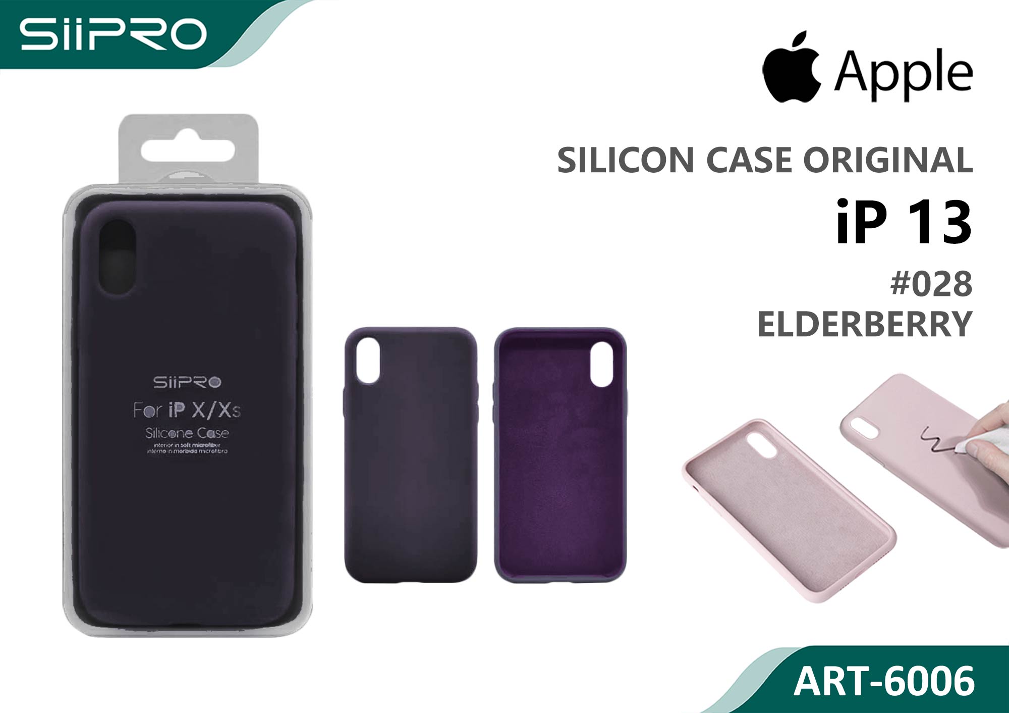 6006-IP13-ELDERBERRY SILICONE CASE IP 13 #28 ELDERBERRY - immagine 1