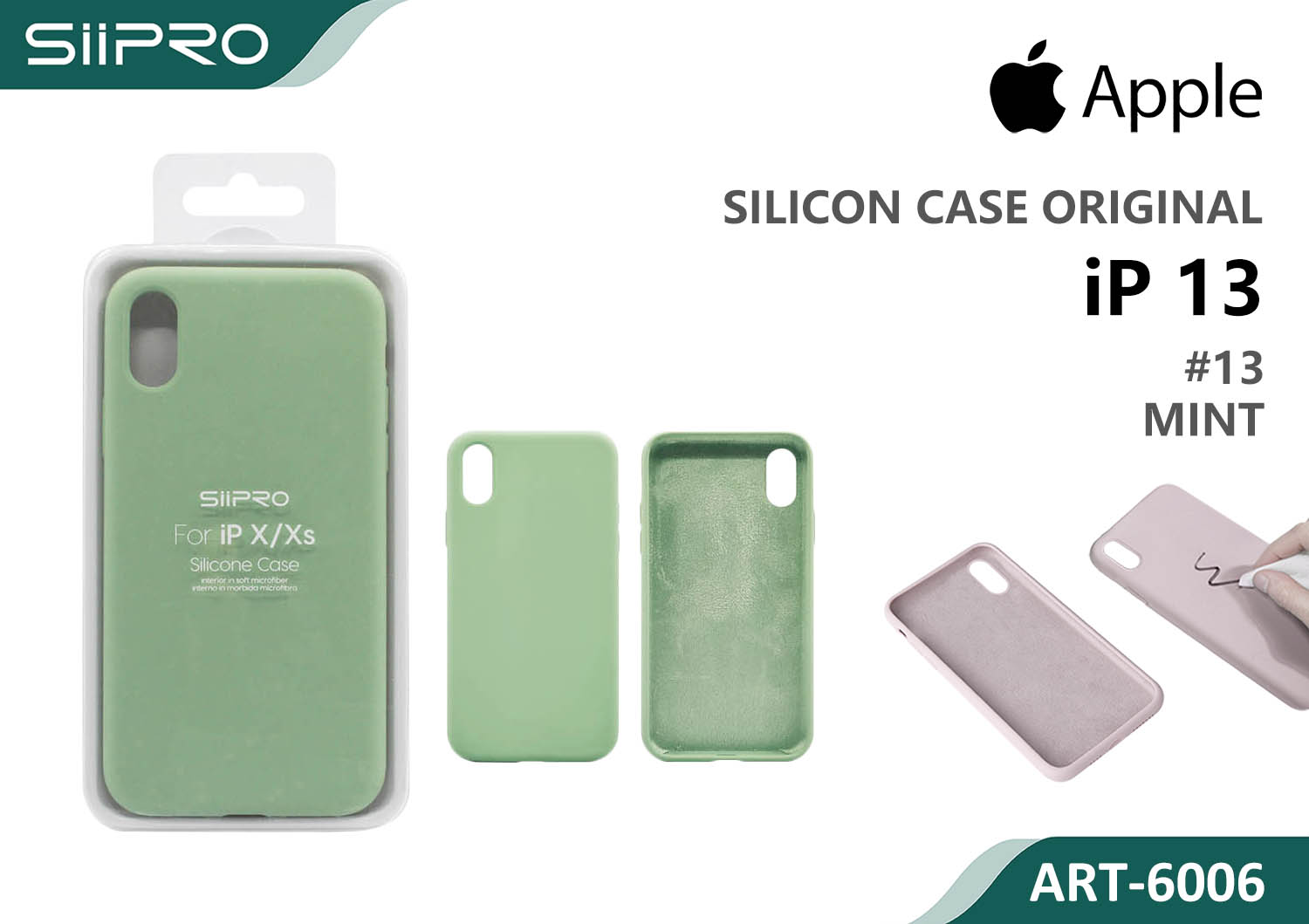 6006-IP13-MINT SILICONE CASE IP 13 #13 MINT - immagine 1