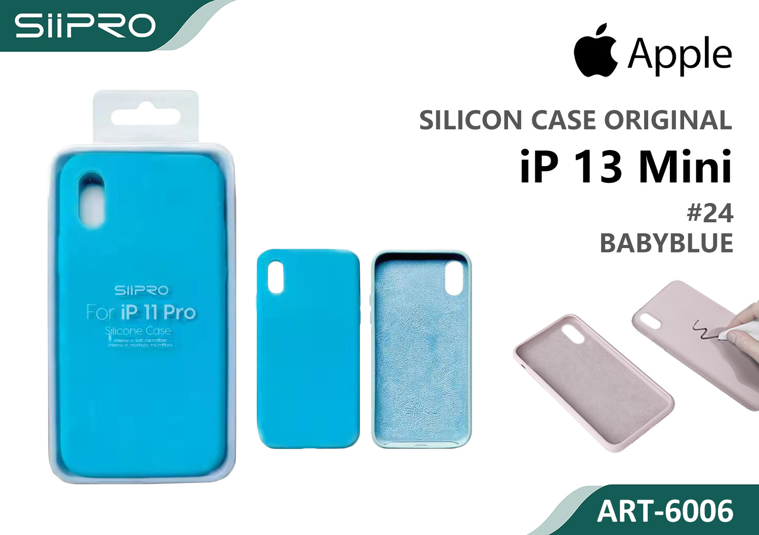 6006-IP13MINI-BABYBLUE SILICONE CASE IP 13MINI #24 BABYBLUE - immagine 1