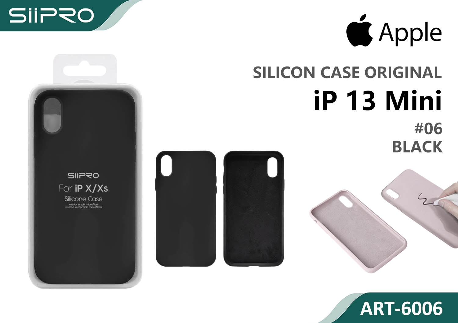6006-IP13MINI-BLACK SILICONE CASE IP 13MINI #06 BLACK - immagine 1