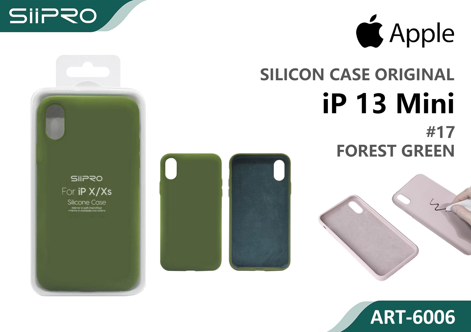 6006-IP13MINI-FORESTGREEN SILICONE CASE IP 13MINI #17 FOREST GREEN - immagine 1