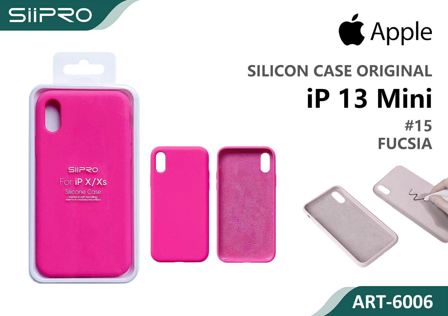 6006-IP13MINI-FUCSIA SILICONE CASE IP 13MINI #15 FUCSIA - immagine 1