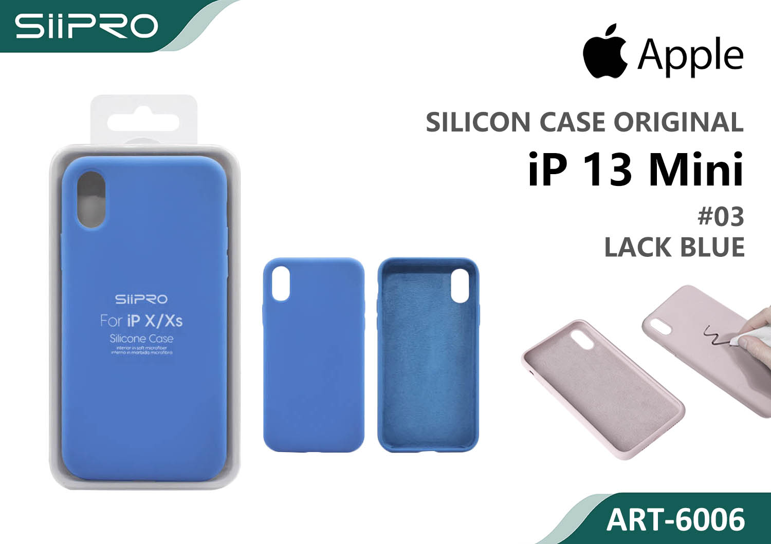6006-IP13MINI-LACKBLUE SILICONE CASE IP 13MINI #03 LACK BLUE - immagine 1