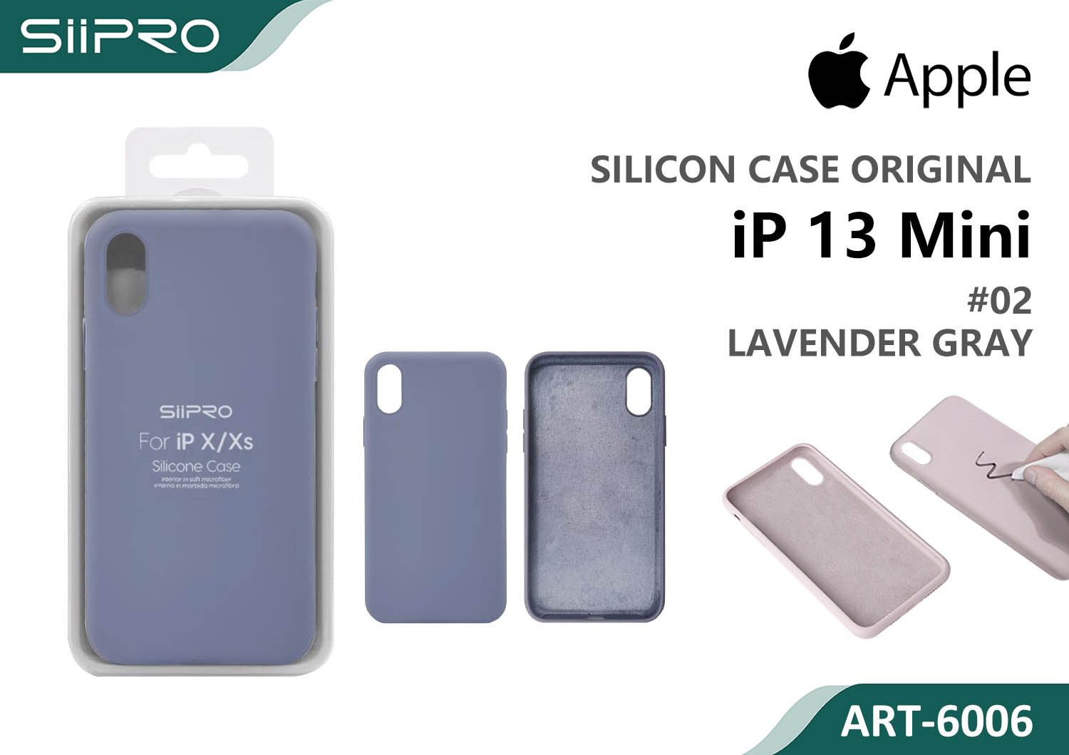 6006-IP13MINI-LAVENDERGRAY SILICONE CASE IP 13MINI #02 LAVENDER GRAY - immagine 1
