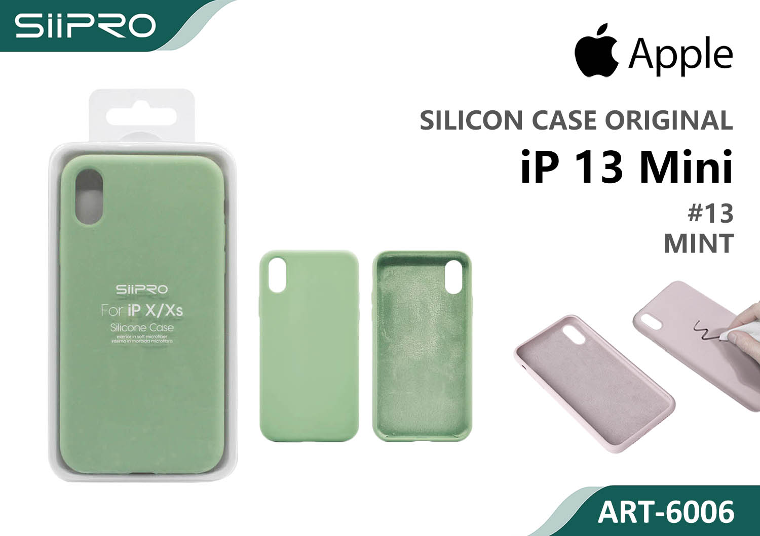 6006-IP13MINI-MINT SILICONE CASE IP 13MINI #13 MINT - immagine 1