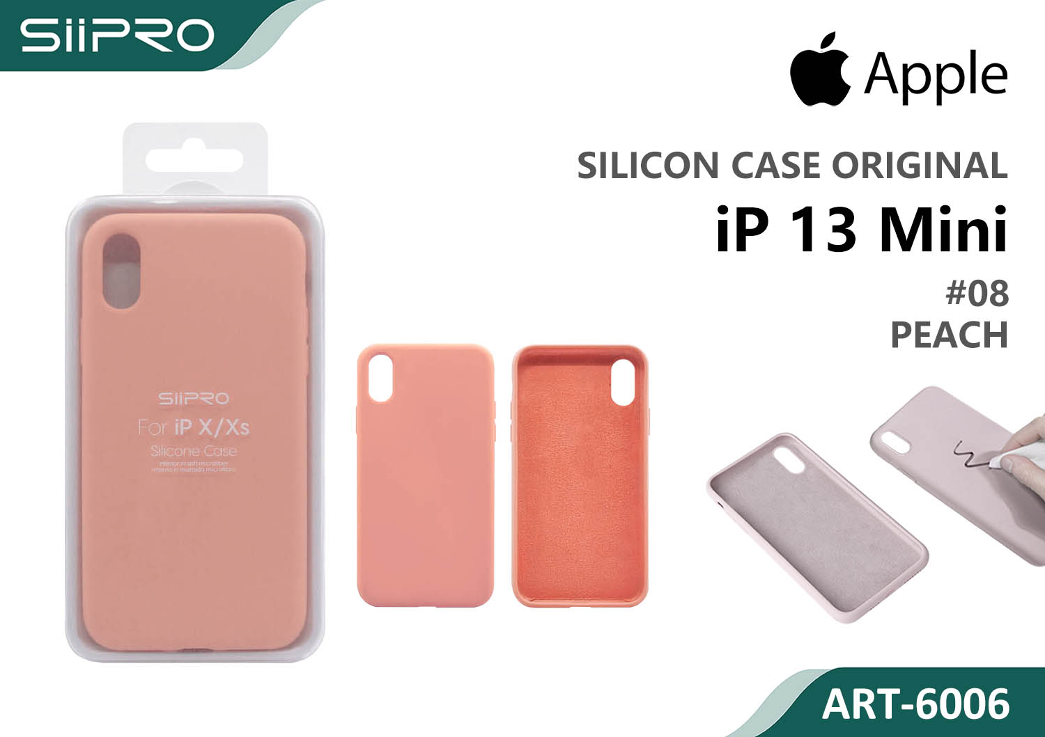 6006-IP13MINI-PEACH SILICONE CASE IP 13MINI #08 PEACH - immagine 1