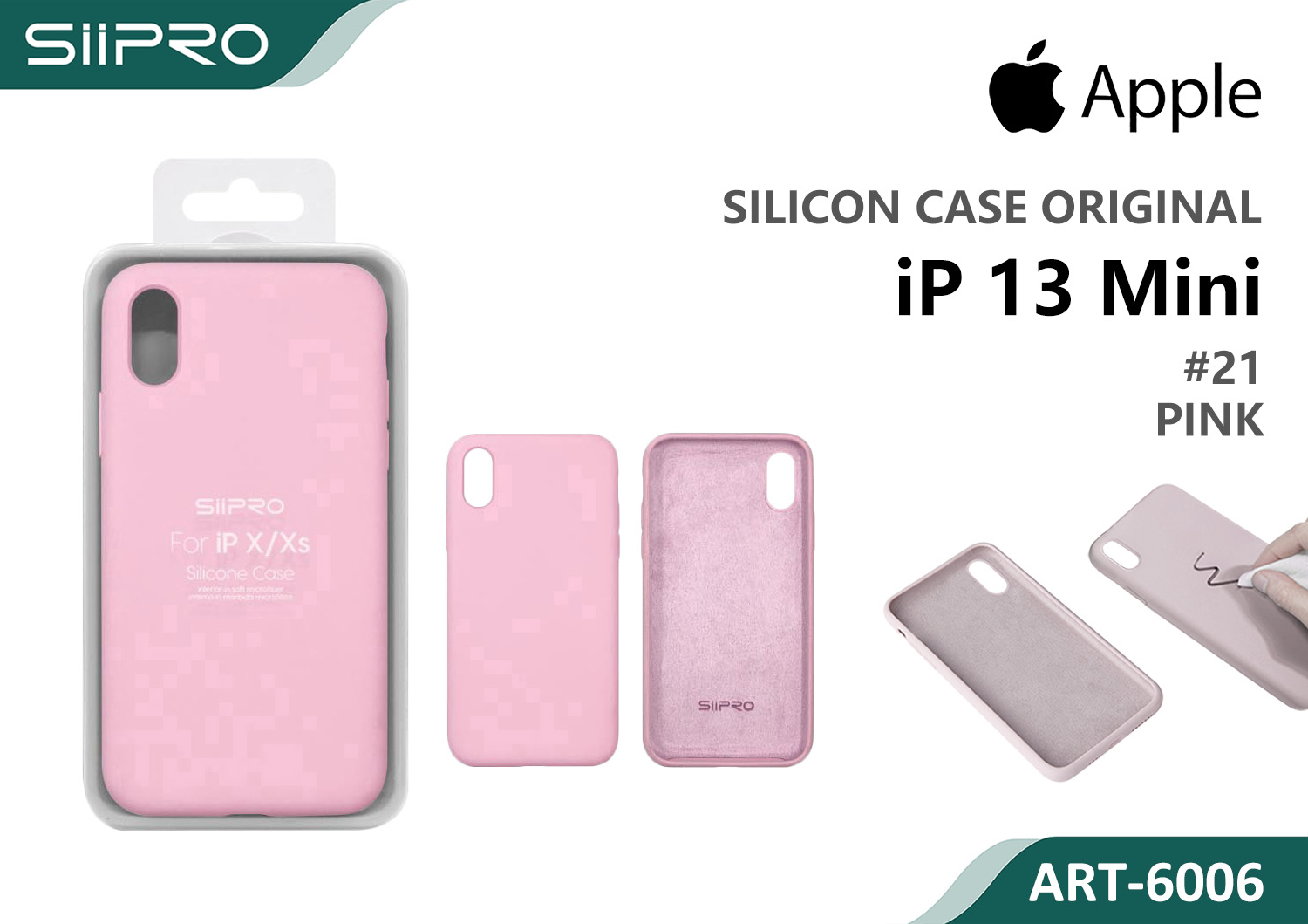 6006-IP13MINI-PINK SILICONE CASE IP 13MINI #21 PINK - immagine 1