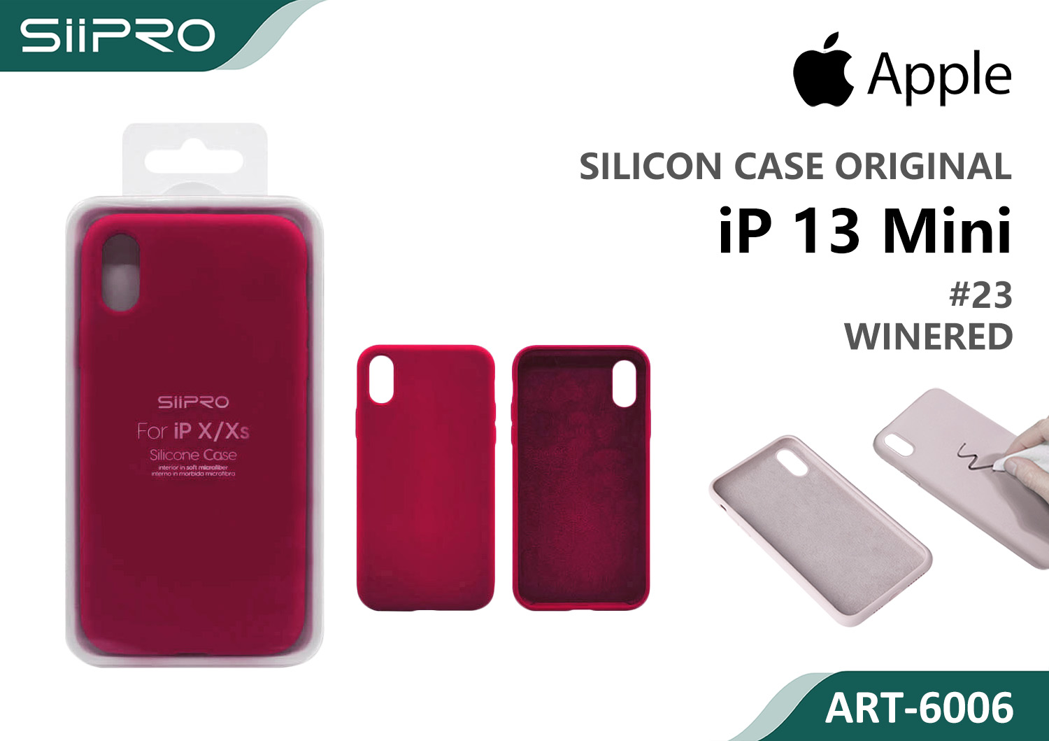 6006-IP13MINI-WINERED SILICONE CASE IP 13MINI #23 WINERED - immagine 1