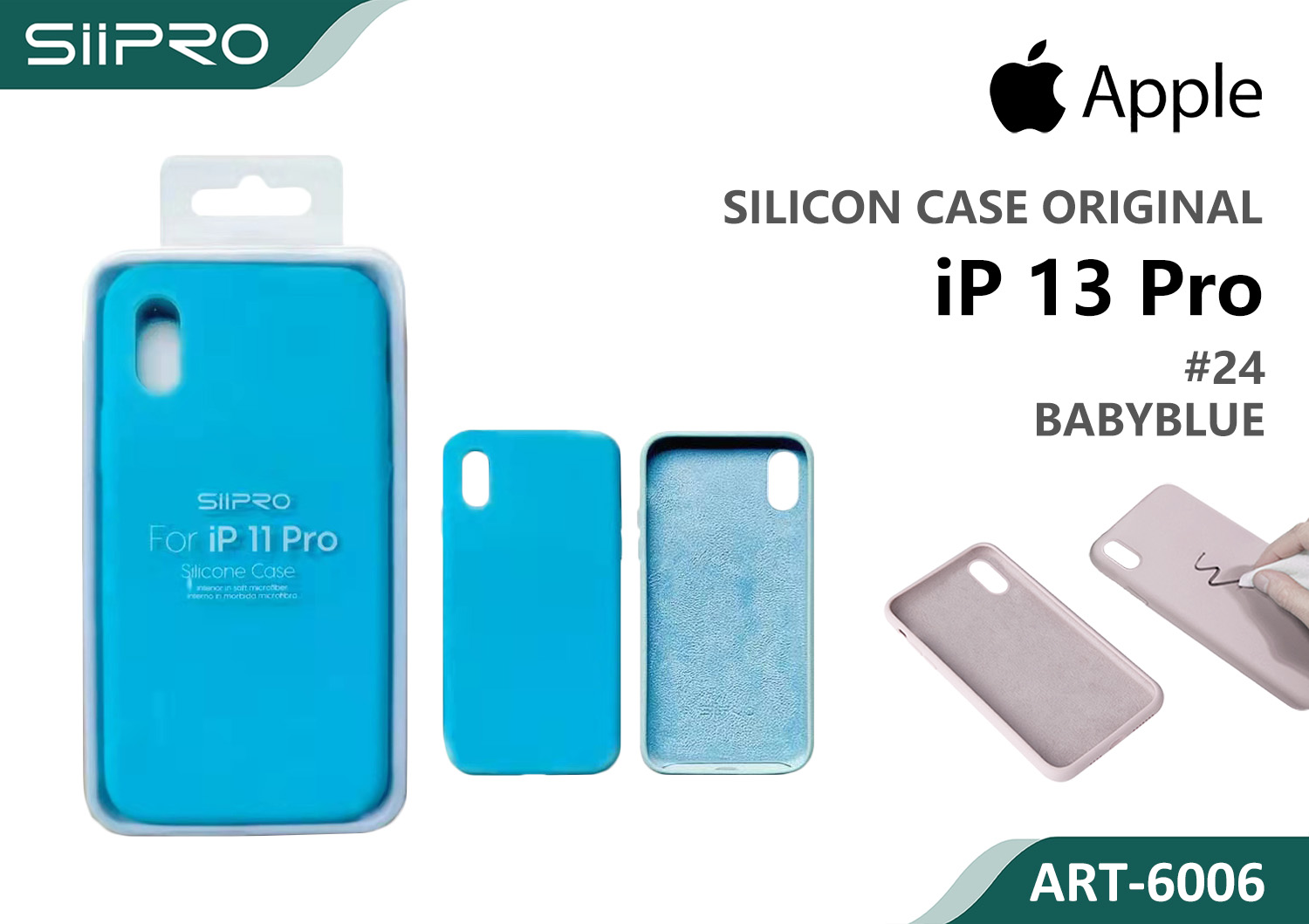 6006-IP13PRO-BABYBLUE SILICONE CASE IP 13PRO #24 BABYBLUE - immagine 1