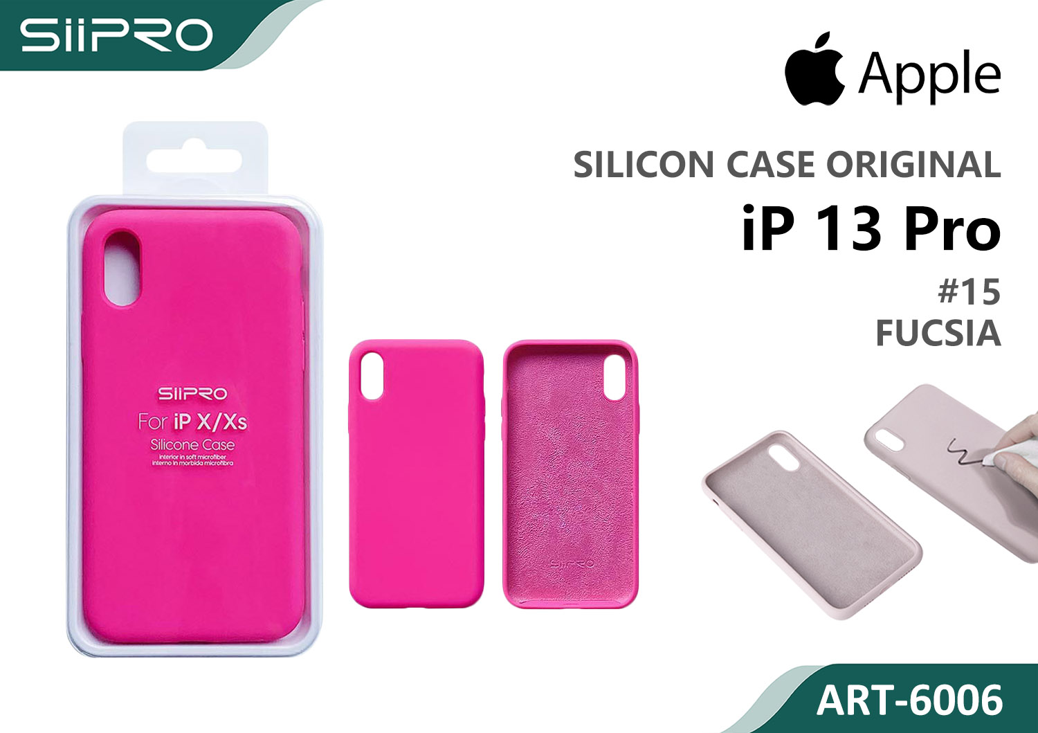 6006-IP13PRO-FUCSIA SILICONE CASE IP 13PRO #15 FUCSIA - immagine 1