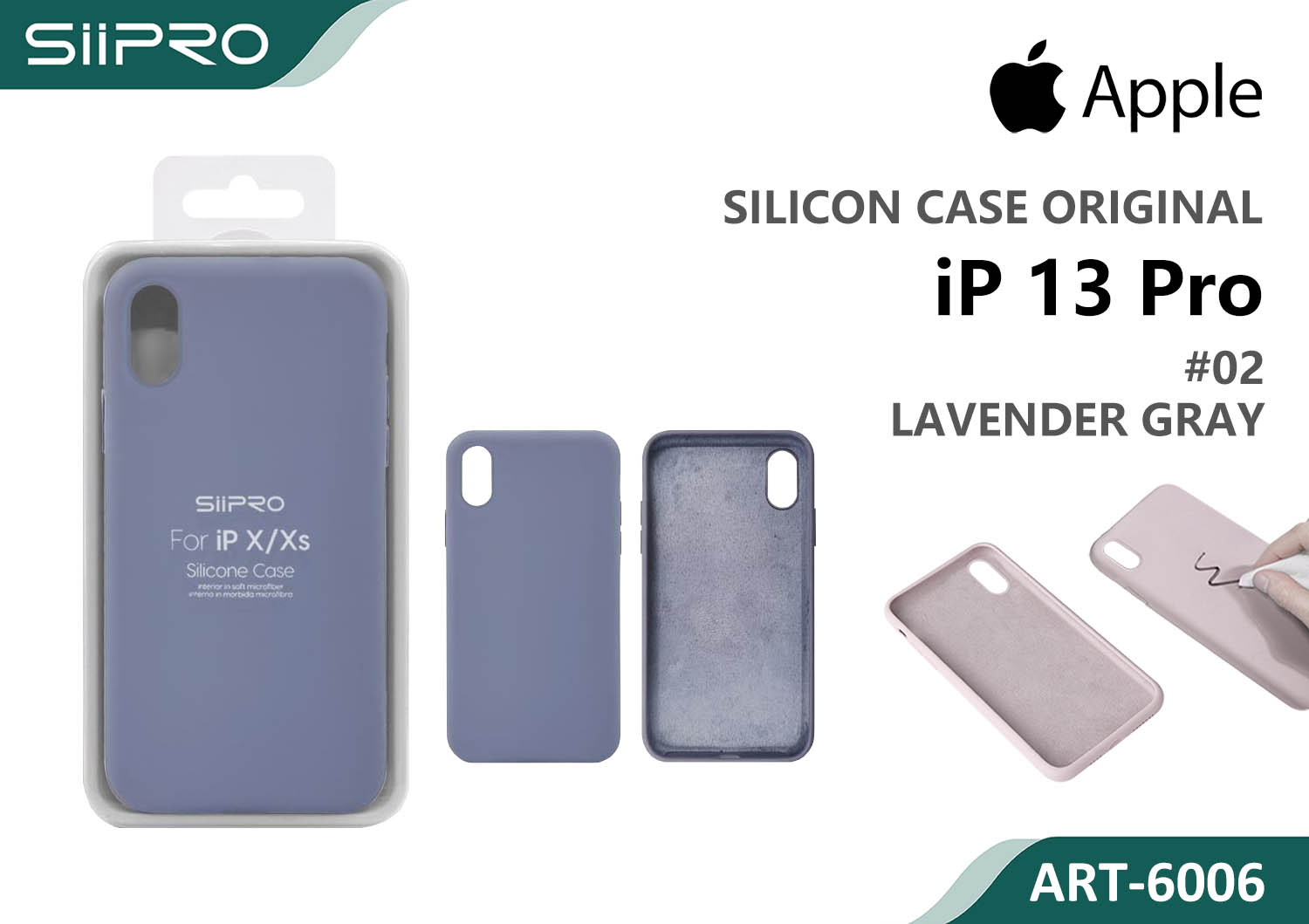 6006-IP13PRO-LAVENDERGRAY SILICONE CASE IP 13PRO #02 LAVENDER GRAY - immagine 1