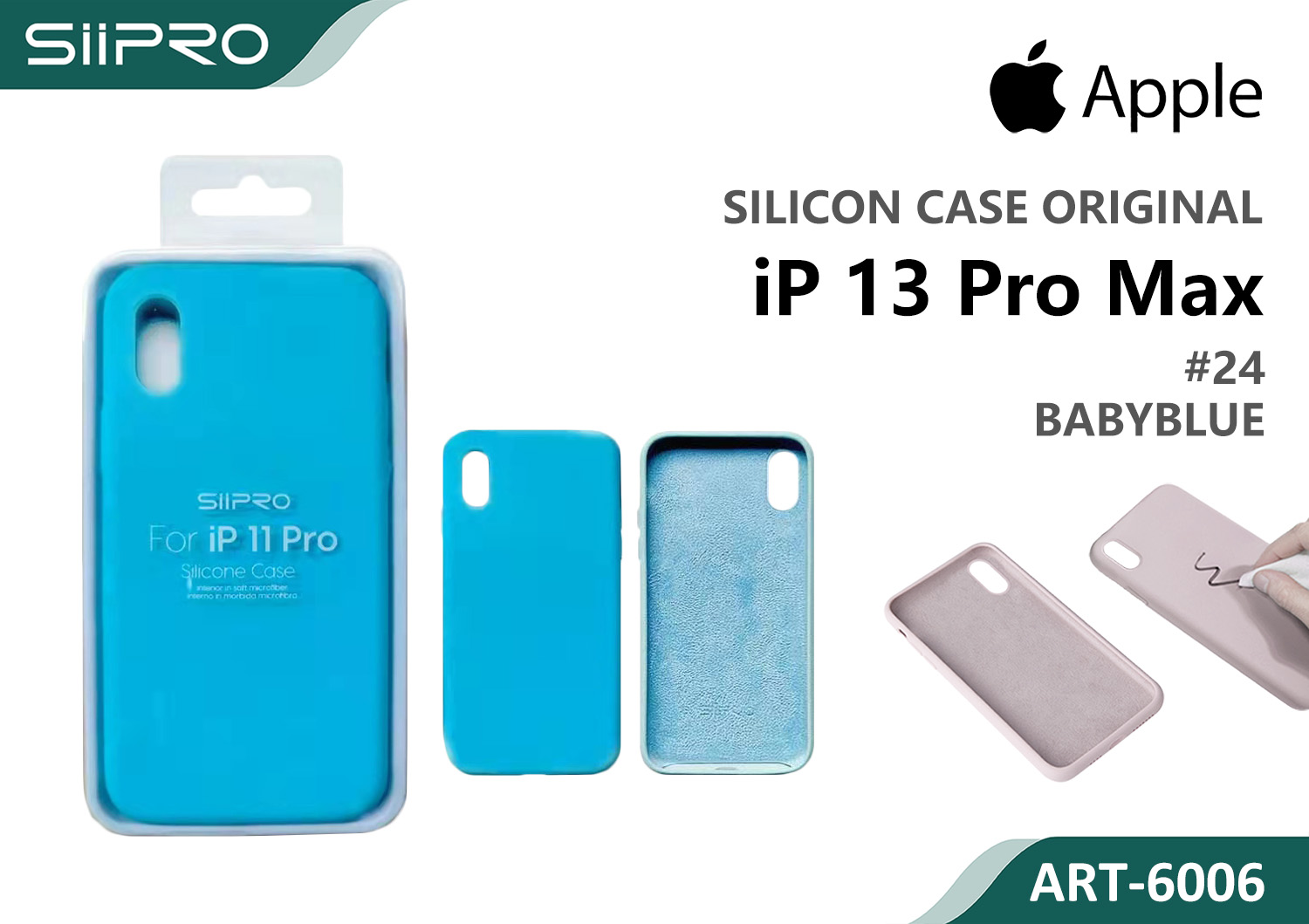 6006-IP13PROMAX-BABYBLUE SILICONE CASE IP 13PROMAX #24 BABYBLUE - immagine 1