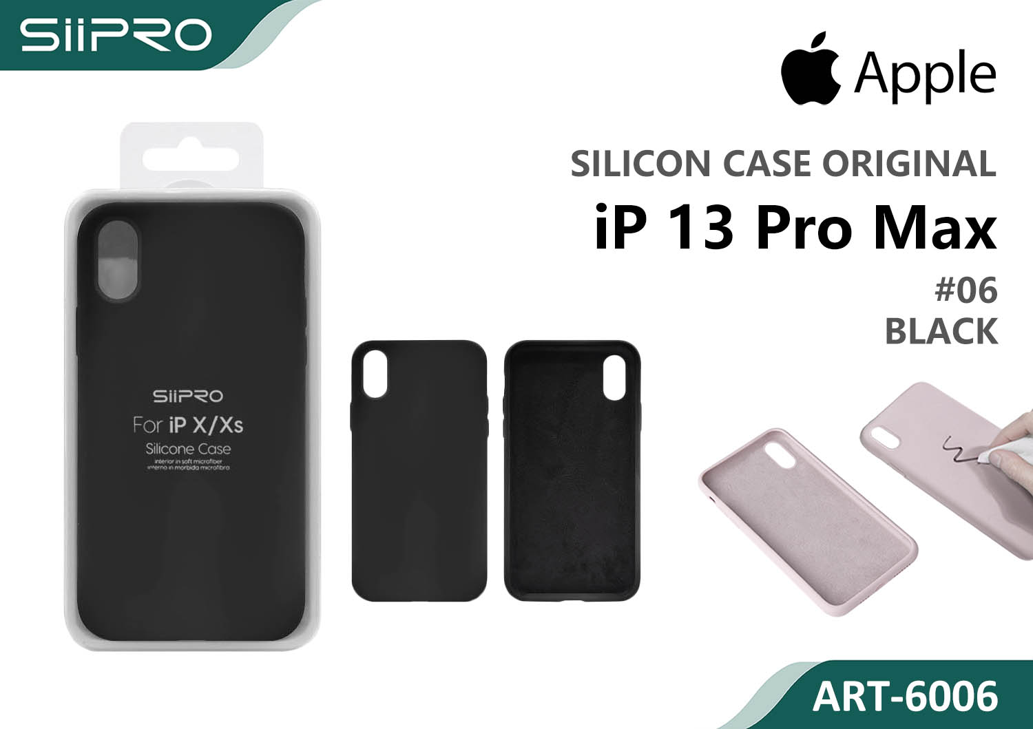 6006-IP13PROMAX-BLACK SILICONE CASE IP 13PROMAX #06 BLACK - immagine 1