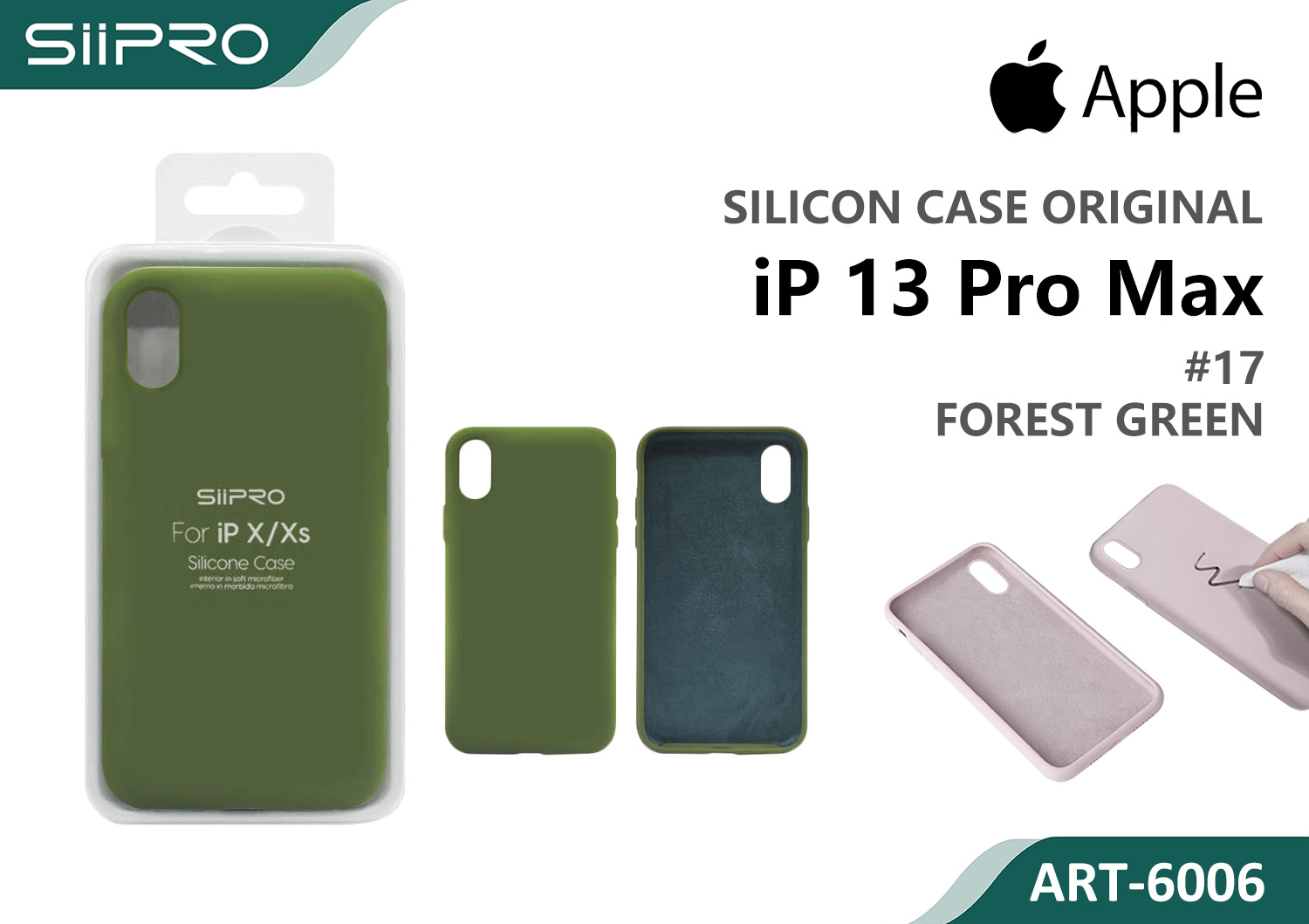 6006-IP13PROMAX-FORESTGREEN SILICONE CASE IP 13PROMAX #17 FOREST GREEN - immagine 1