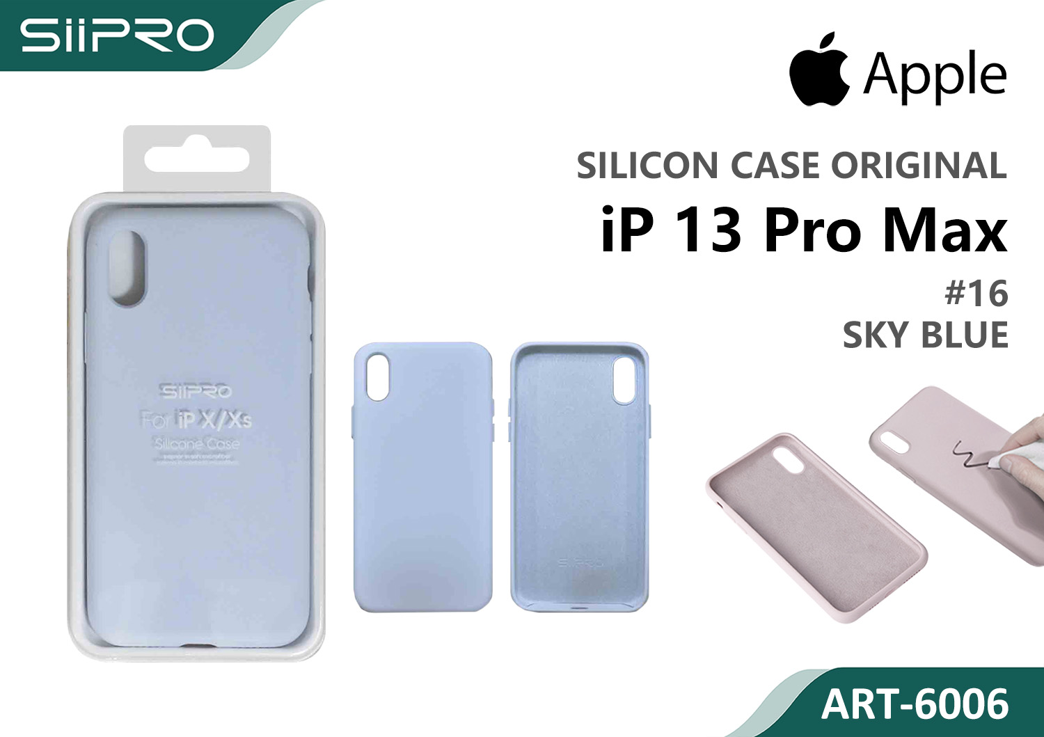 6006-IP13PROMAX-SKYBLUE SILICONE CASE IP 13PROMAX #16 SKY BLUE - immagine 1