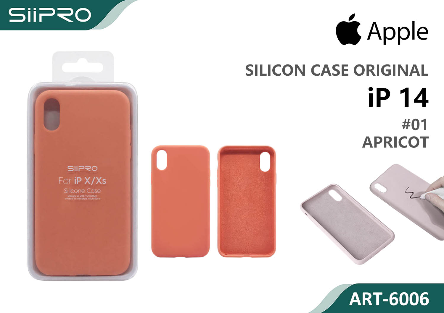 6006-IP14-APRICOT SILICONE CASE IP 14 #01 APRICOT - immagine 1