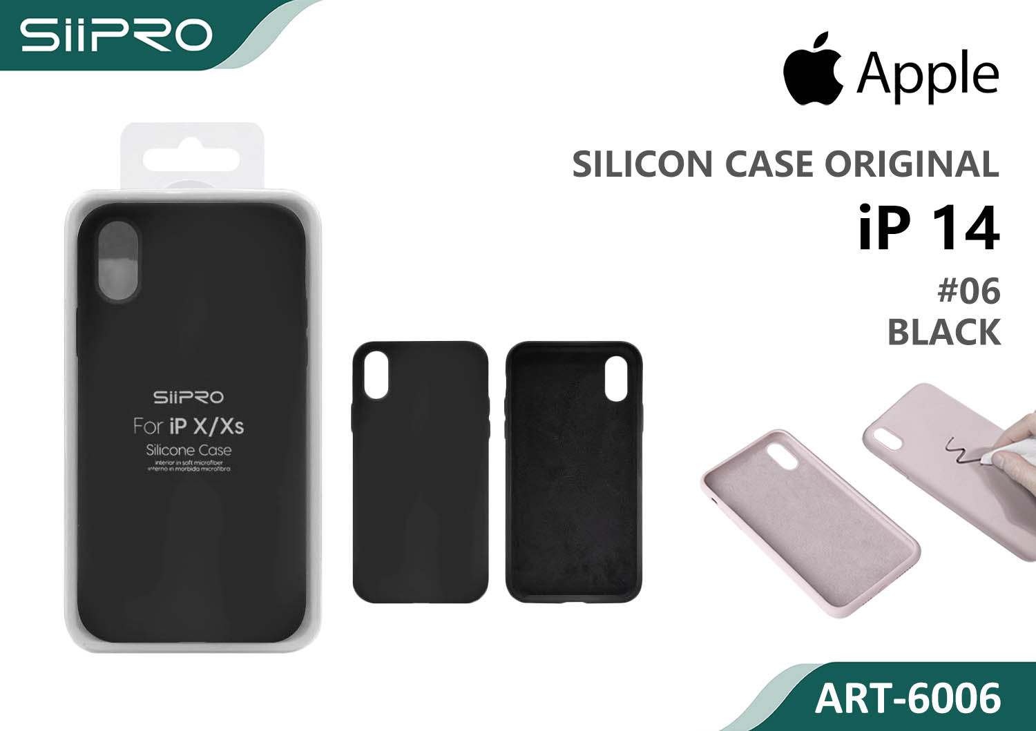 6006-IP14-BLACK SILICONE CASE IP 14 #06 BLACK - immagine 1