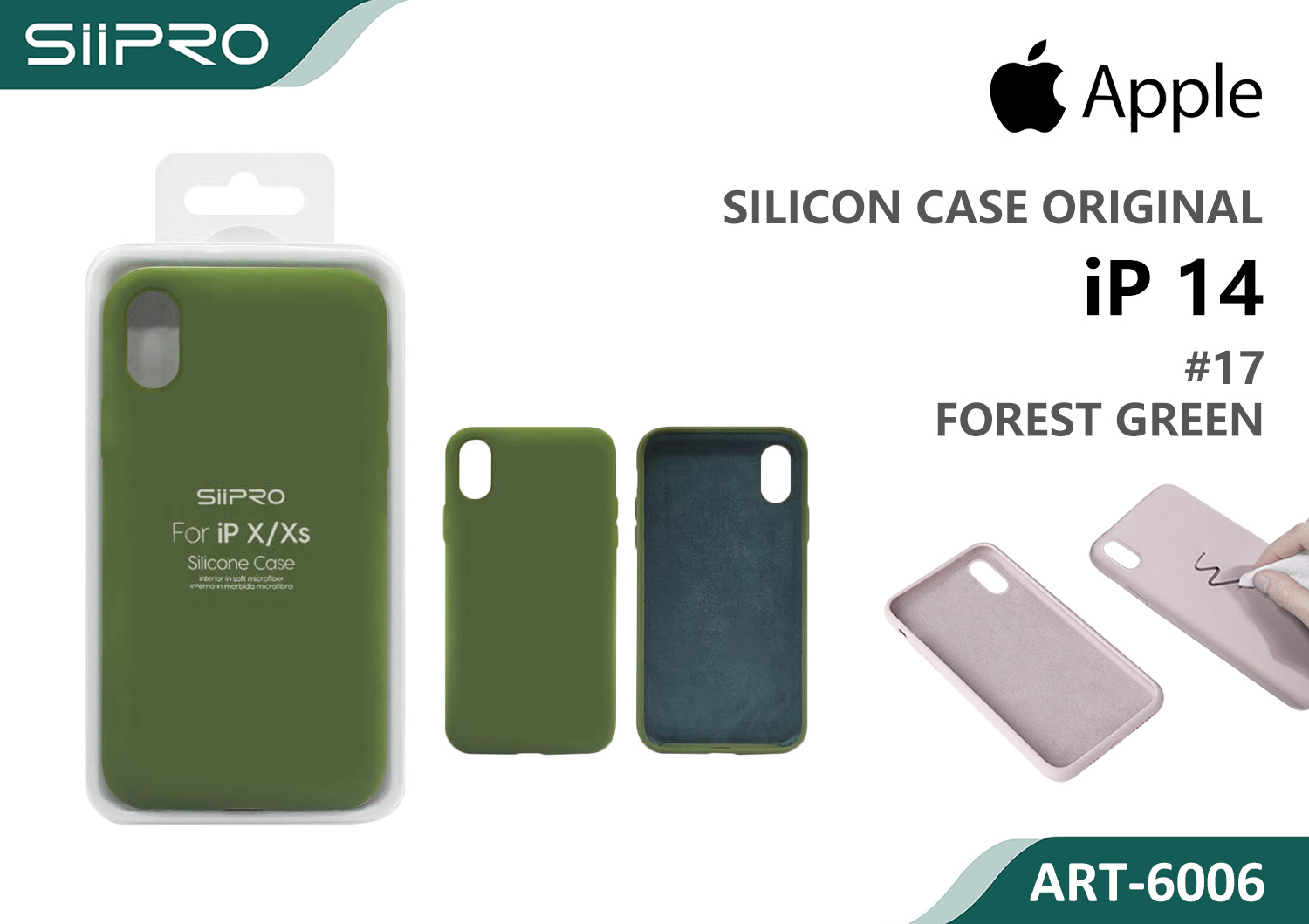 6006-IP14-FORESTGREEN SILICONE CASE IP 14 #17 FOREST GREEN - immagine 1