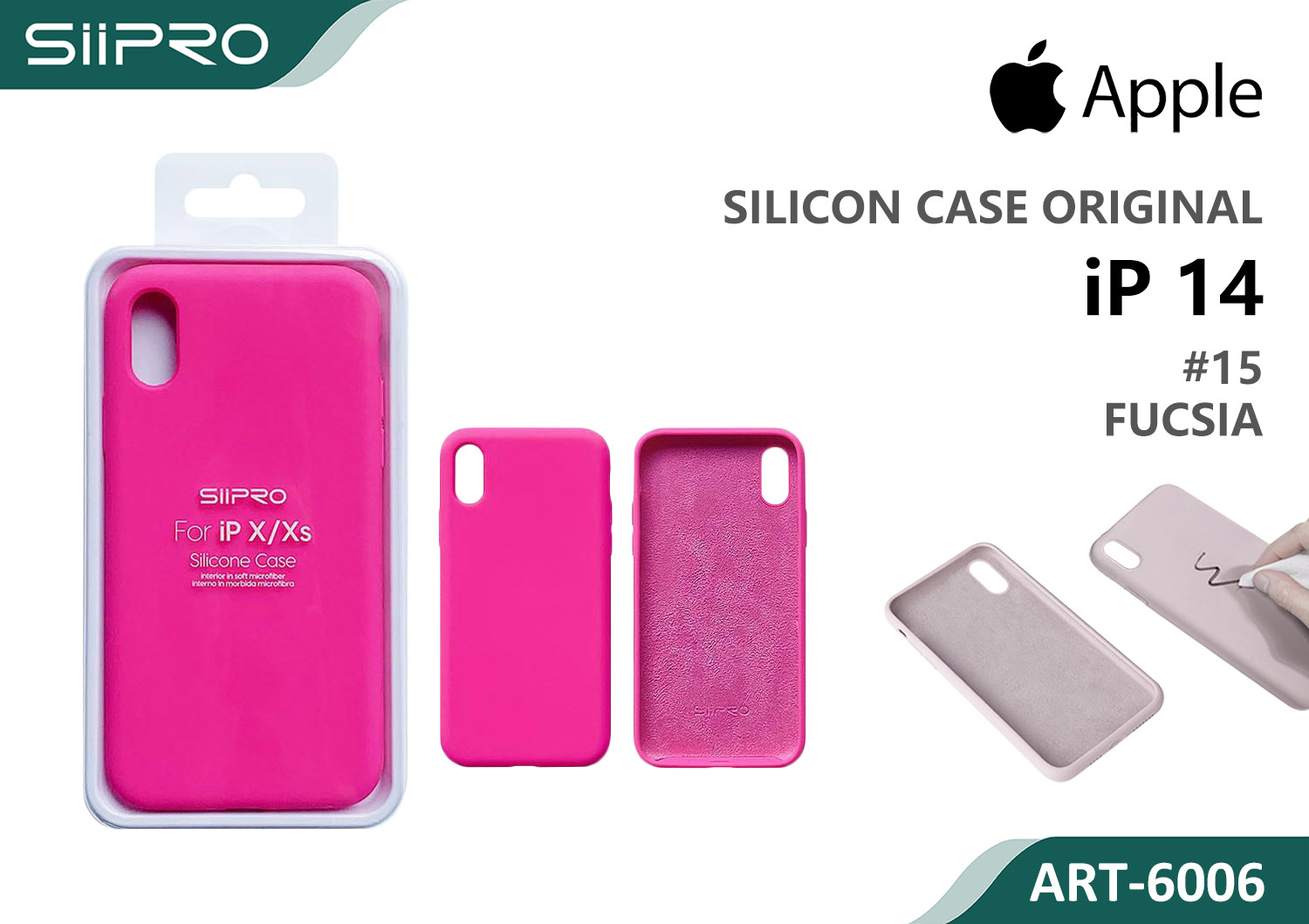 6006-IP14-FUCSIA SILICONE CASE IP 14 #15 FUCSIA - immagine 1