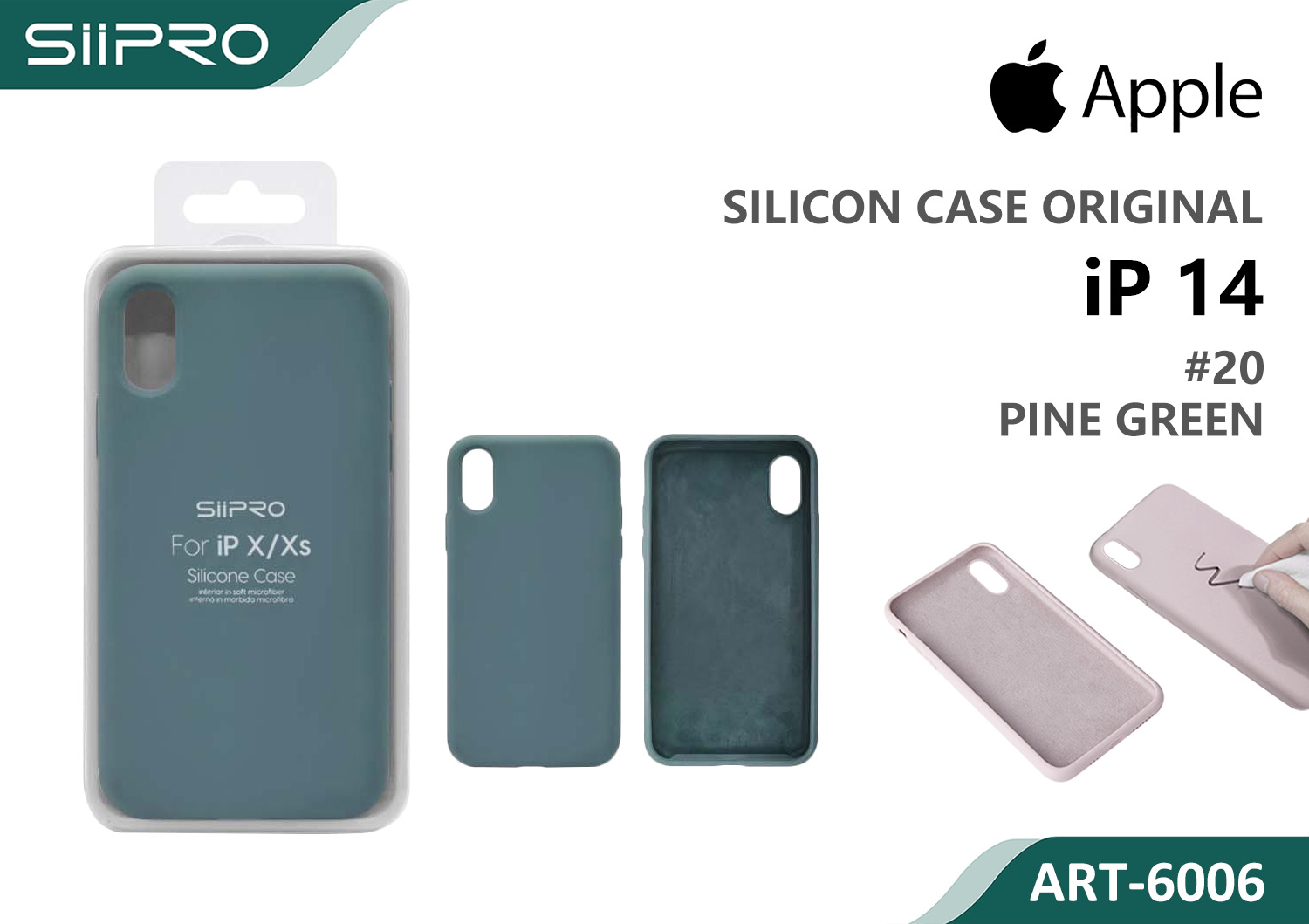 6006-IP14-PINEGREEN SILICONE CASE IP 14 #20 PINE GREEN - immagine 1