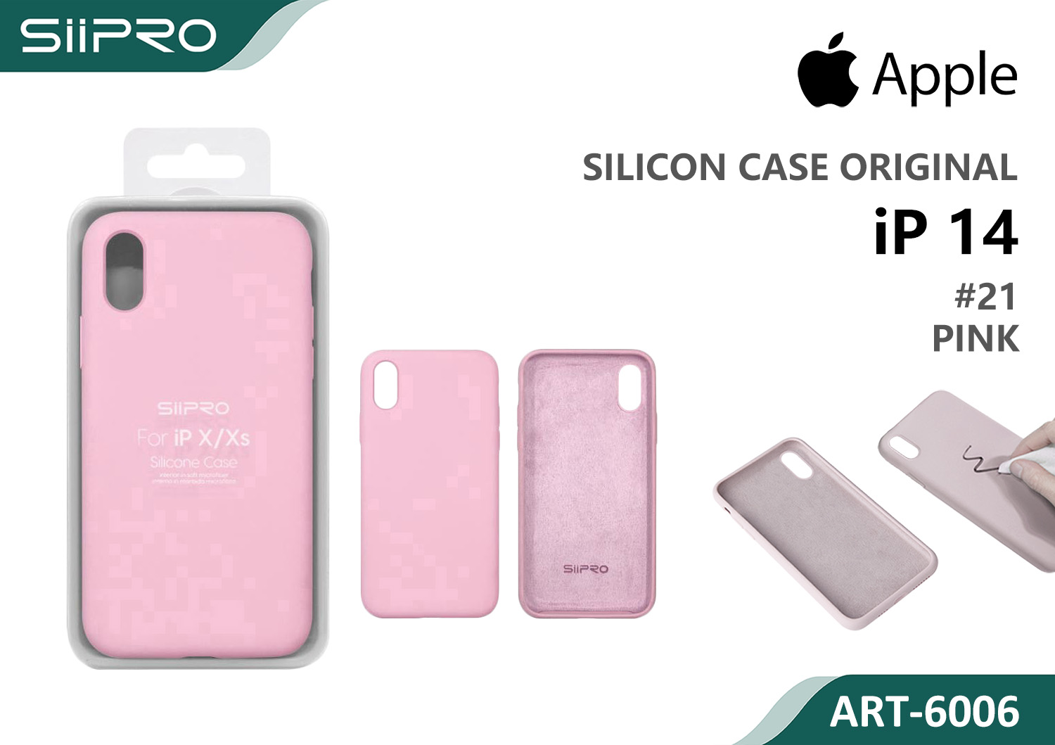 6006-IP14-PINK SILICONE CASE IP 14 #21 PINK - immagine 1
