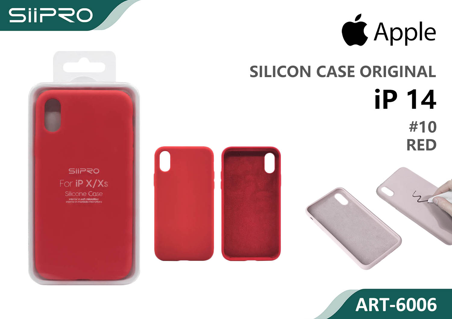 6006-IP14-RED SILICONE CASE IP 14 #10 RED - immagine 1
