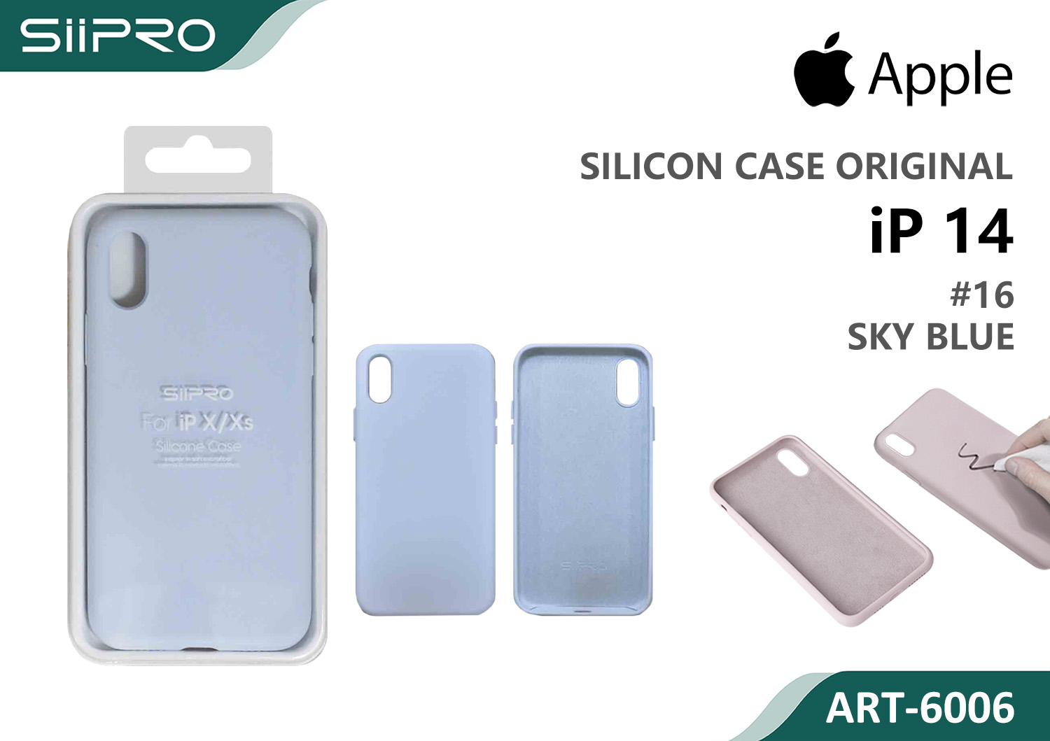6006-IP14-SKYBLUE SILICONE CASE IP 14 #16 SKY BLUE - immagine 1