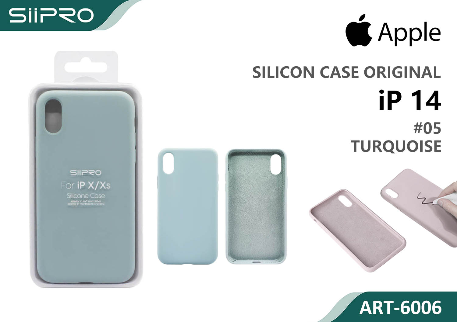 6006-IP14-TURQUOISE SILICONE CASE IP 14 #05 TURQUOISE - immagine 1