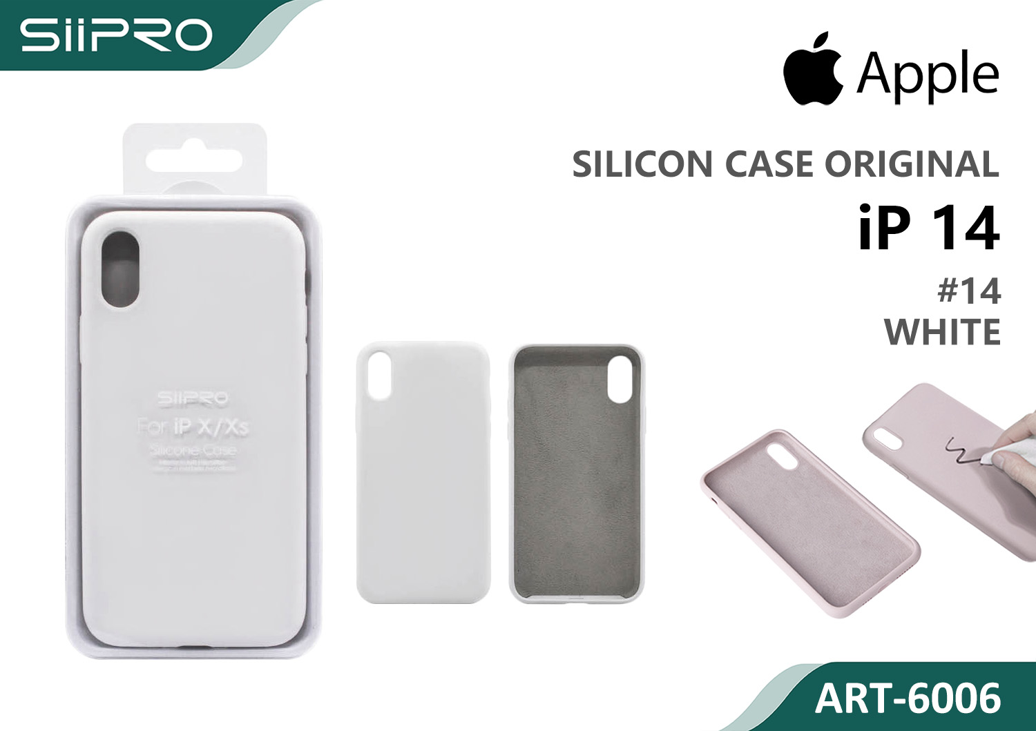 6006-IP14-WHITE SILICONE CASE IP 14 #14 WHITE - immagine 1