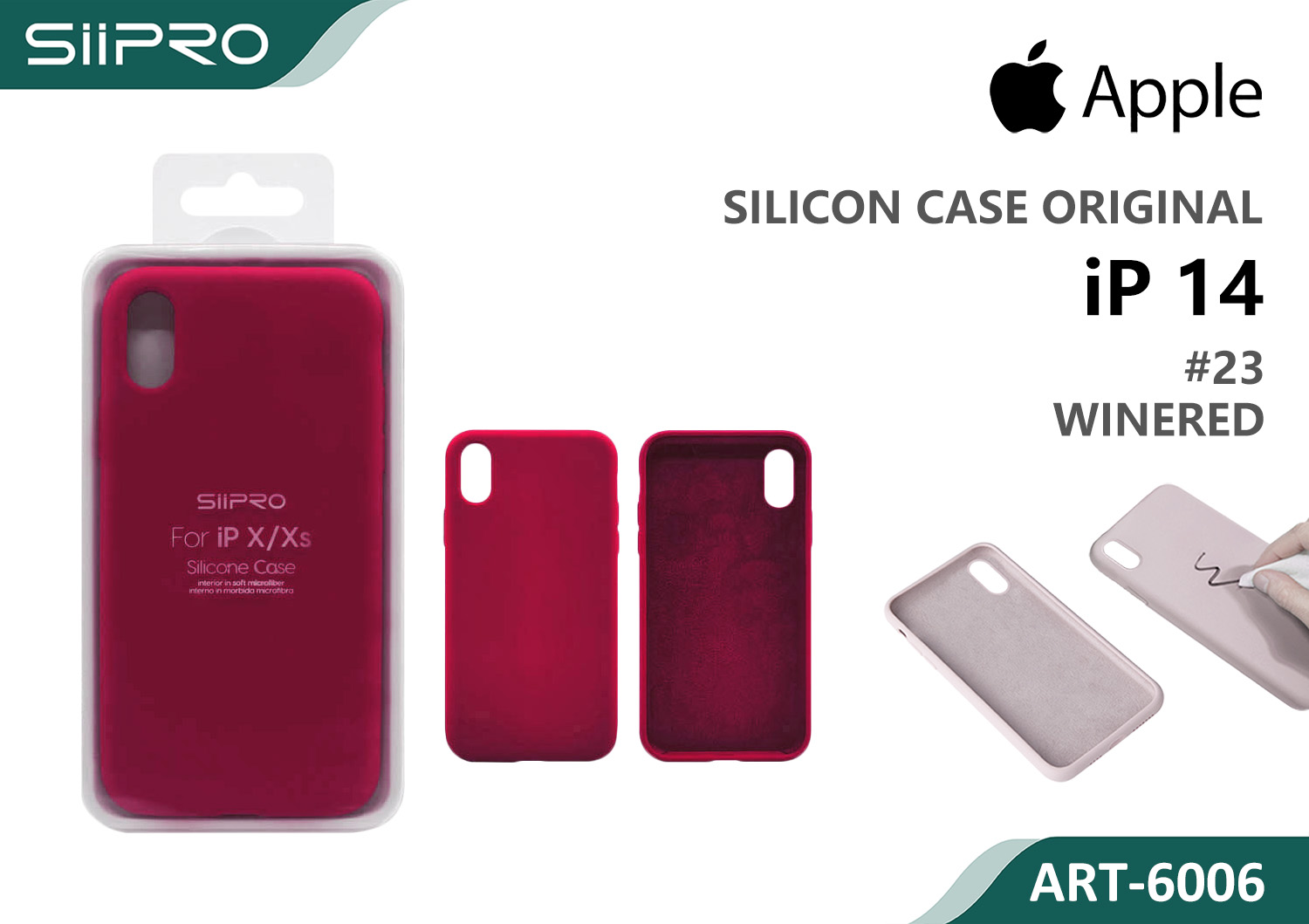 6006-IP14-WINERED SILICONE CASE IP 14 #23 WINERED - immagine 1