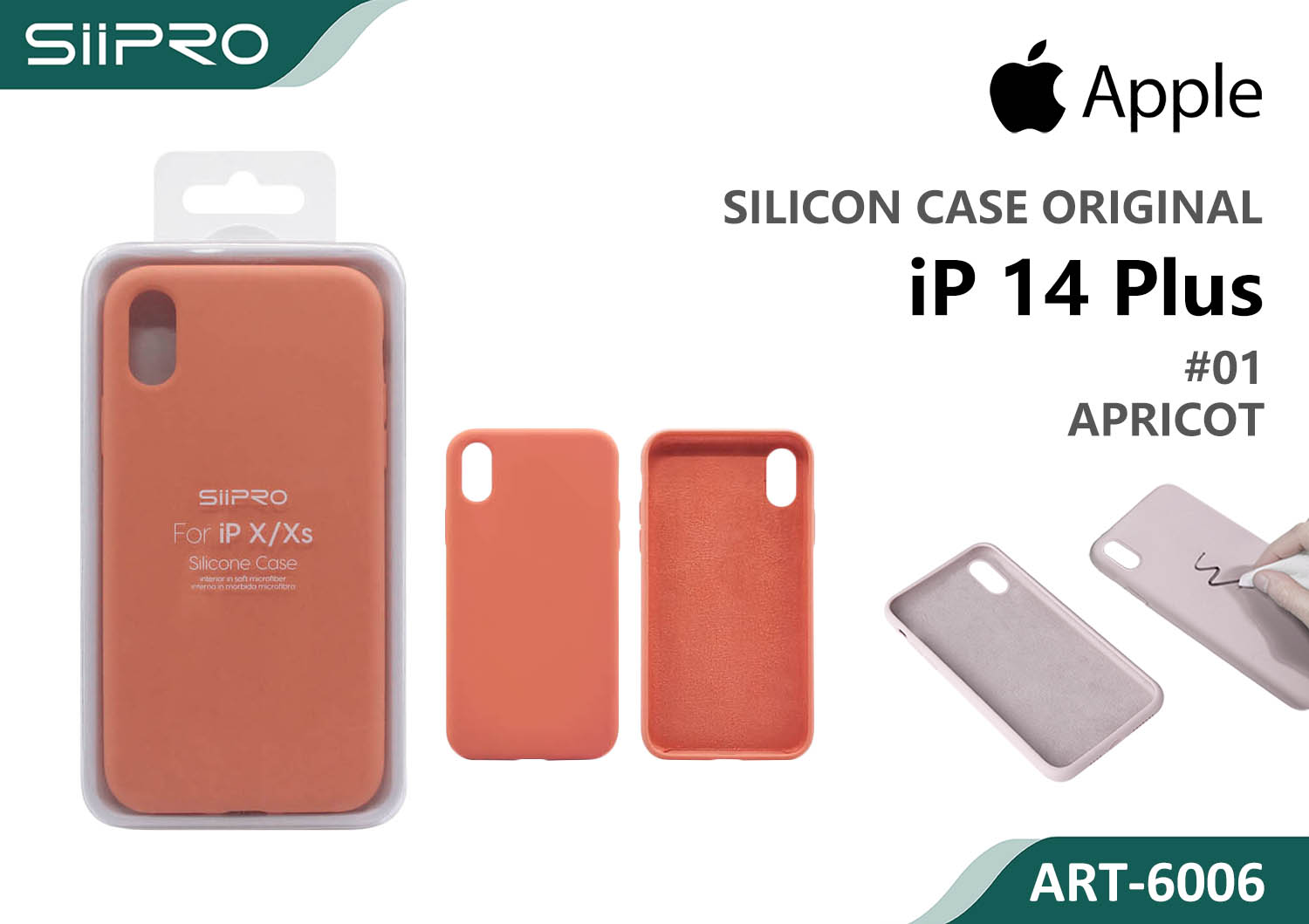6006-IP14PLUS-APRICOT SILICONE CASE IP 14PLUS #01 APRICOT - immagine 1