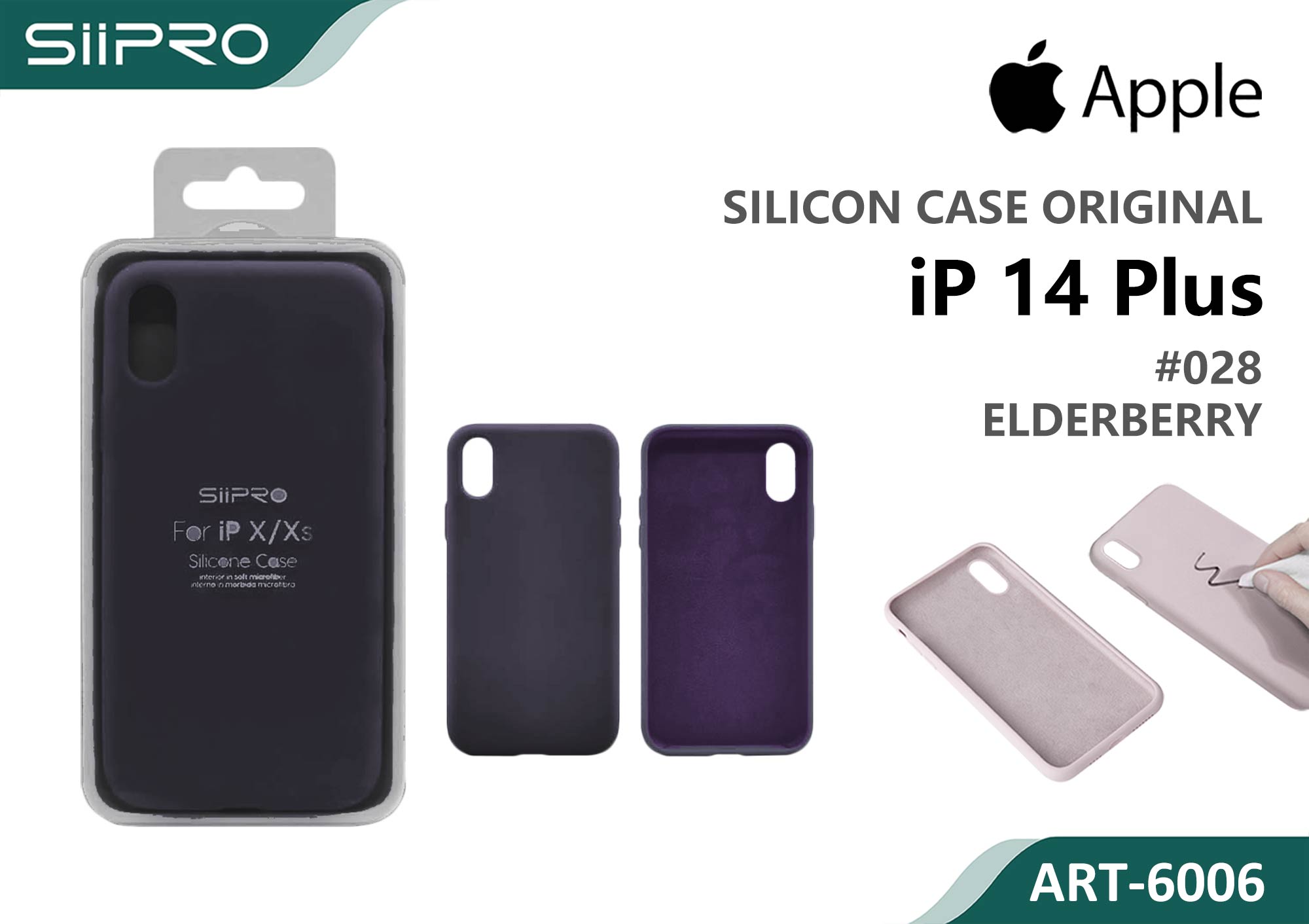 6006-IP14PLUS-ELDERBERRY SILICONE CASE IP 14PLUS #28 ELDERBERRY - immagine 1