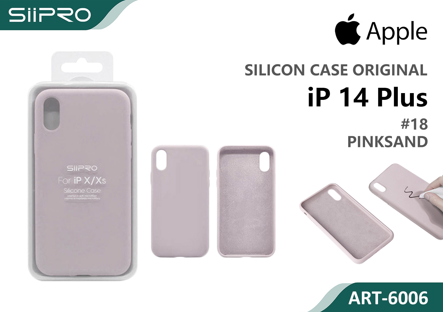6006-IP14PLUS-PINKSAND SILICONE CASE IP 14PLUS #18 PINKSAND - immagine 1