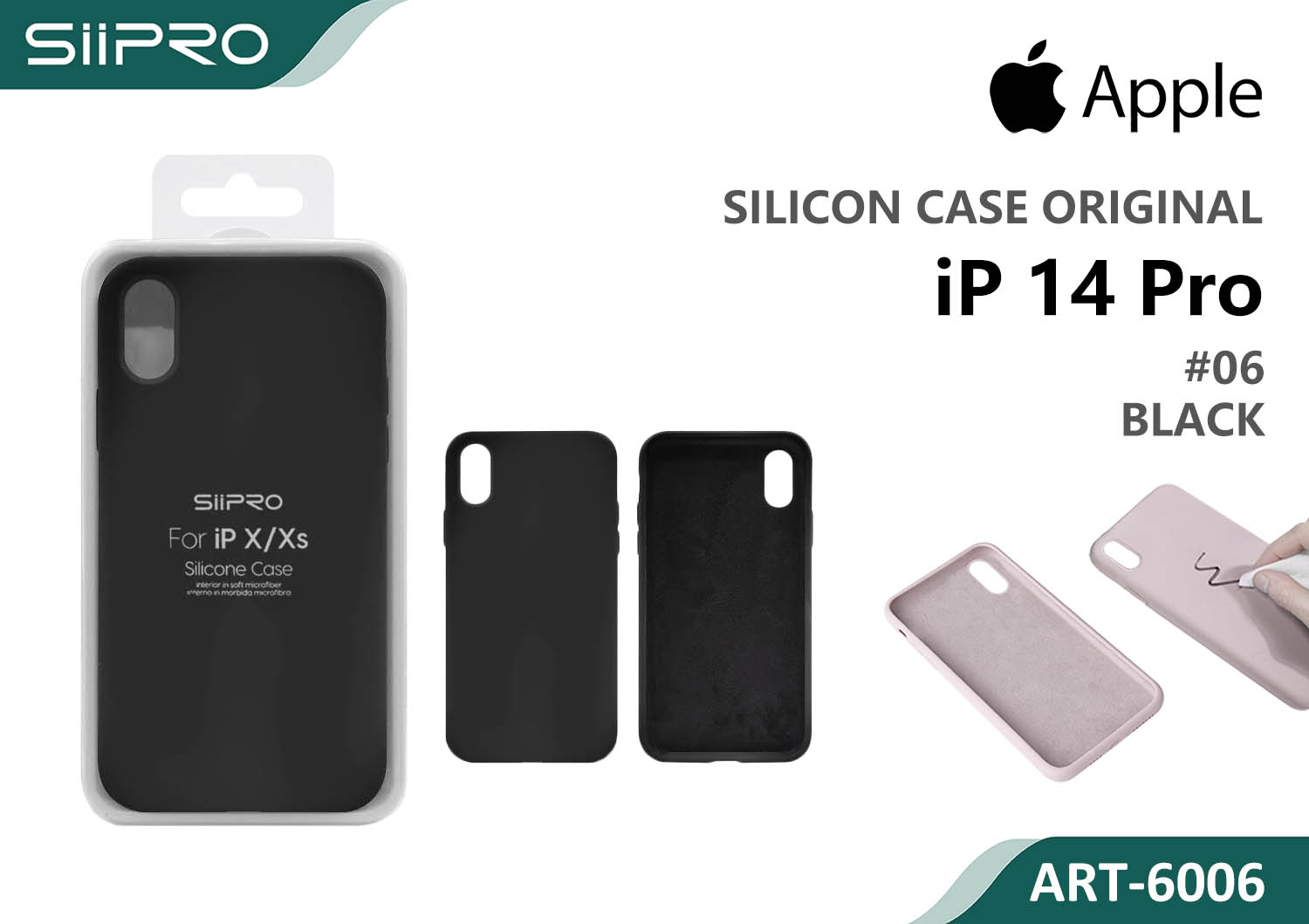 6006-IP14PRO-BLACK SILICONE CASE IP 14PRO #06 BLACK - immagine 1