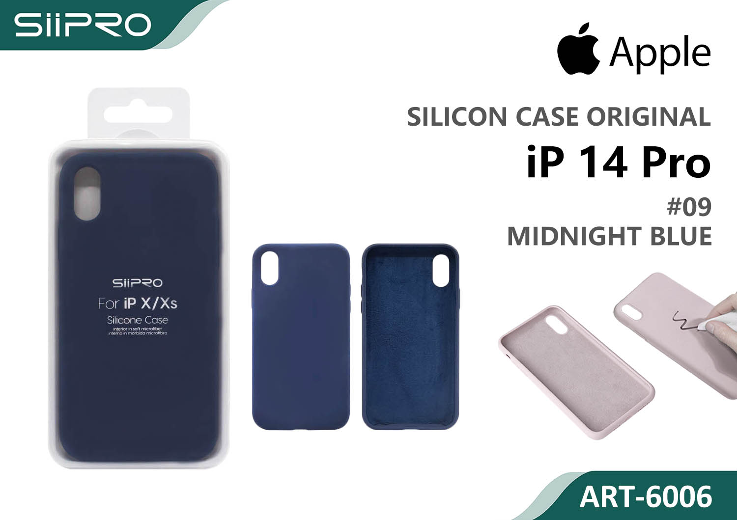 6006-IP14PRO-MIDNIGHTBLUE SILICONE CASE IP 14PRO #09 MIDNIGHT BLUE - immagine 1