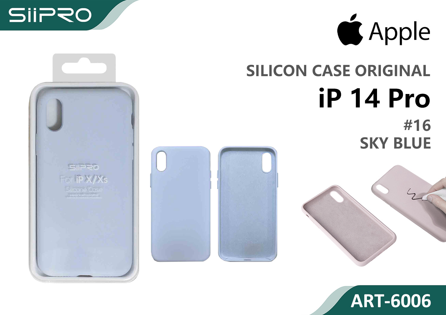 6006-IP14PRO-SKYBLUE SILICONE CASE IP 14PRO #16 SKY BLUE - immagine 1