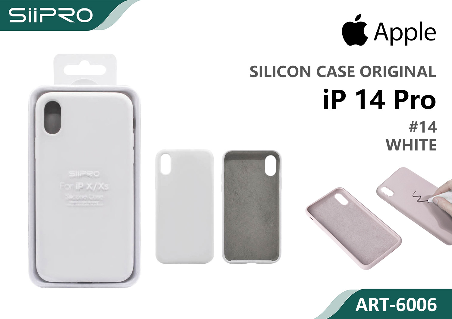 6006-IP14PRO-WHITE SILICONE CASE IP 14PRO #14 WHITE - immagine 1