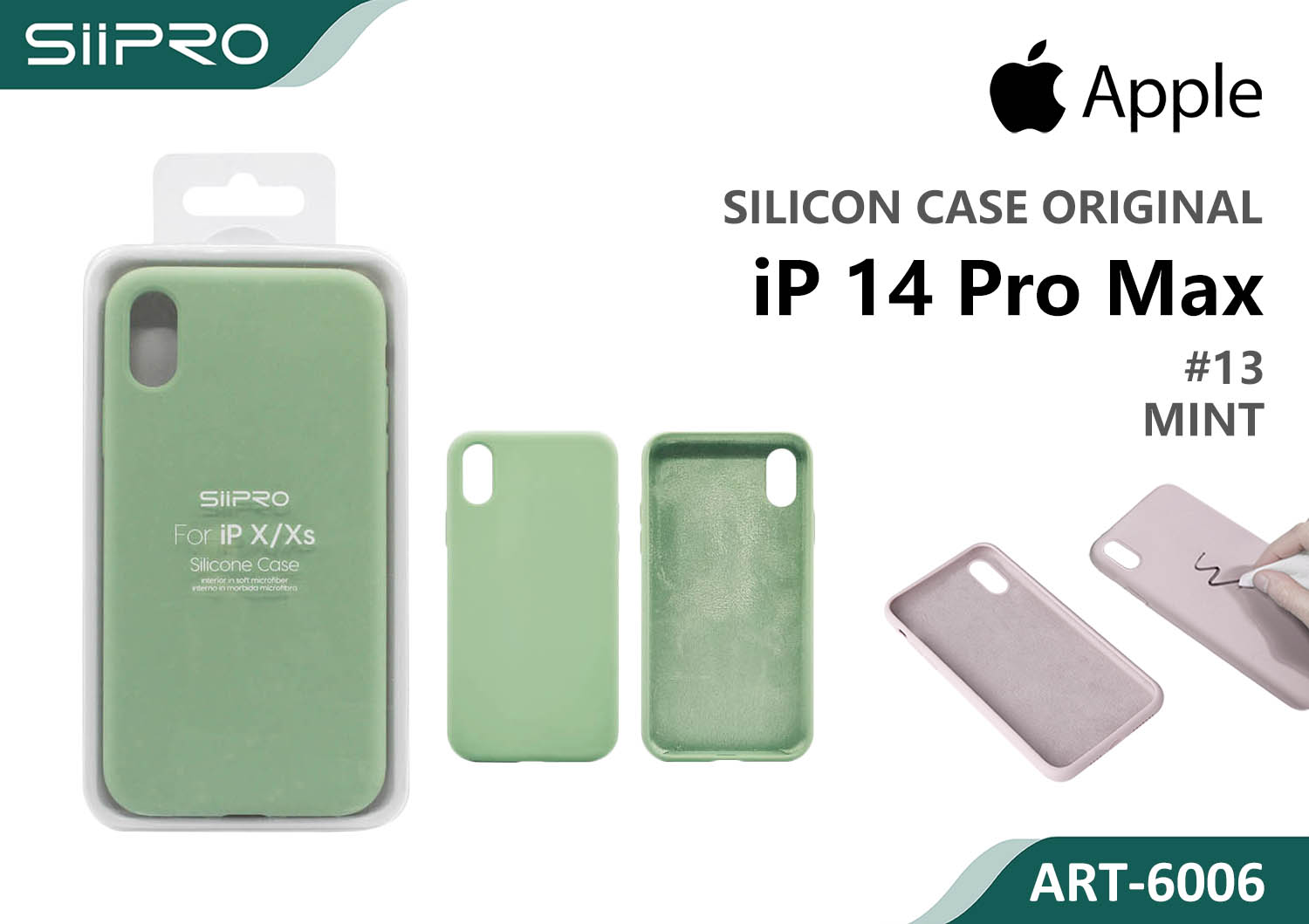 6006-IP14PROMAX-MINT SILICONE CASE IP 14PROMAX #13 MINT - immagine 1