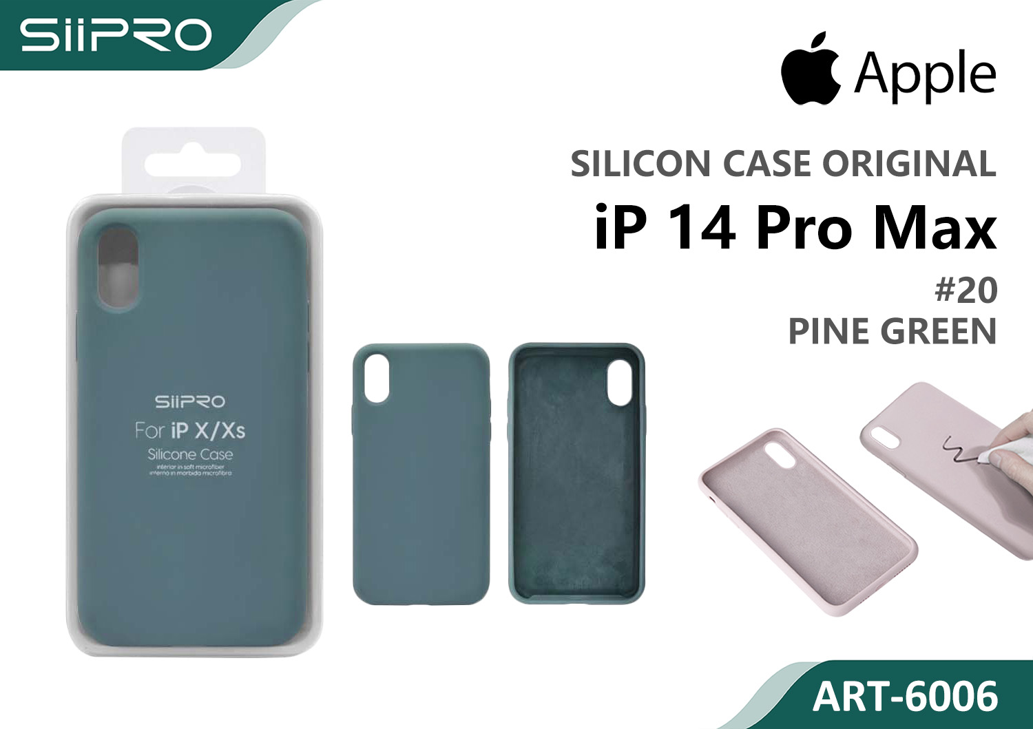 6006-IP14PROMAX-PINEGREEN SILICONE CASE IP 14PROMAX #20 PINE GREEN - immagine 1
