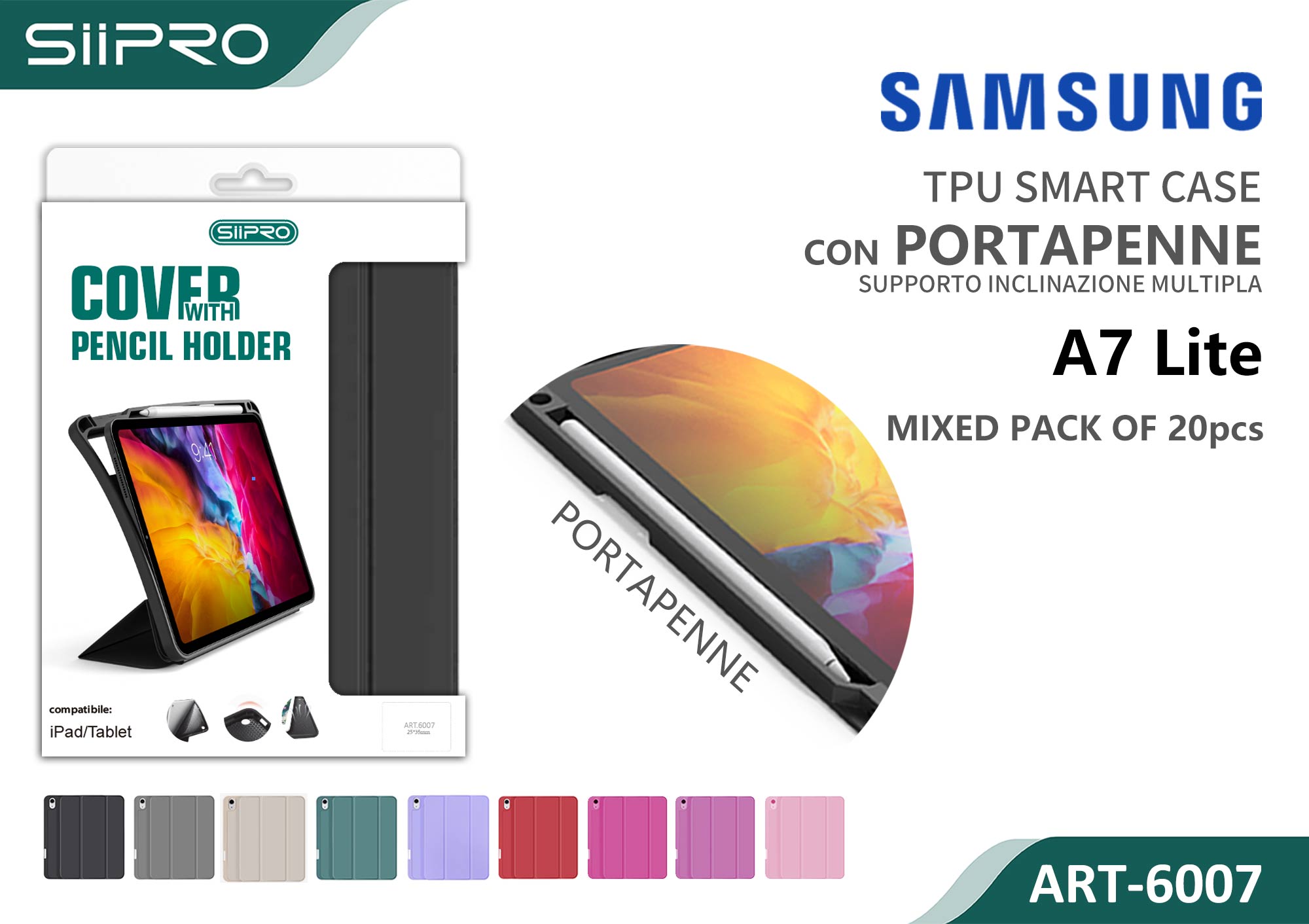 6007-SAMSUNG-A7LITE COVER CON PORTAPENNA SAMSUNG TAB A7LITE - immagine 1