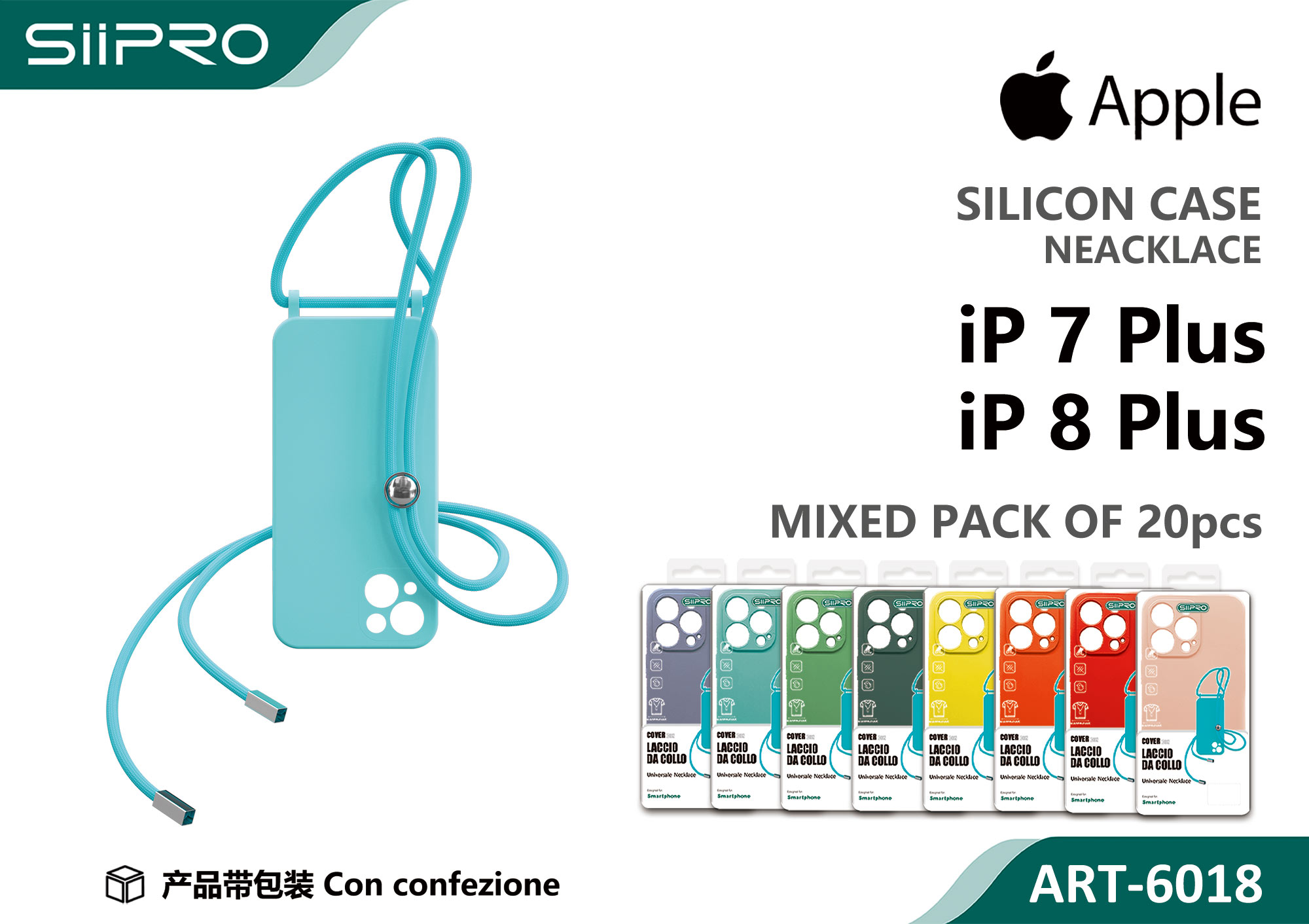6018-7-8PLUS SILICONE CASE CON LACCIO IP 7-8PLUS - immagine 1